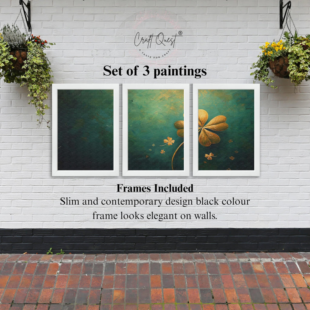 CRAFT QUEST Nature Inspired Flowers & Leaves Wall Art | Set of 3 Frames for Home Decoration | Ideal for Living Room, Bedroom & Offices