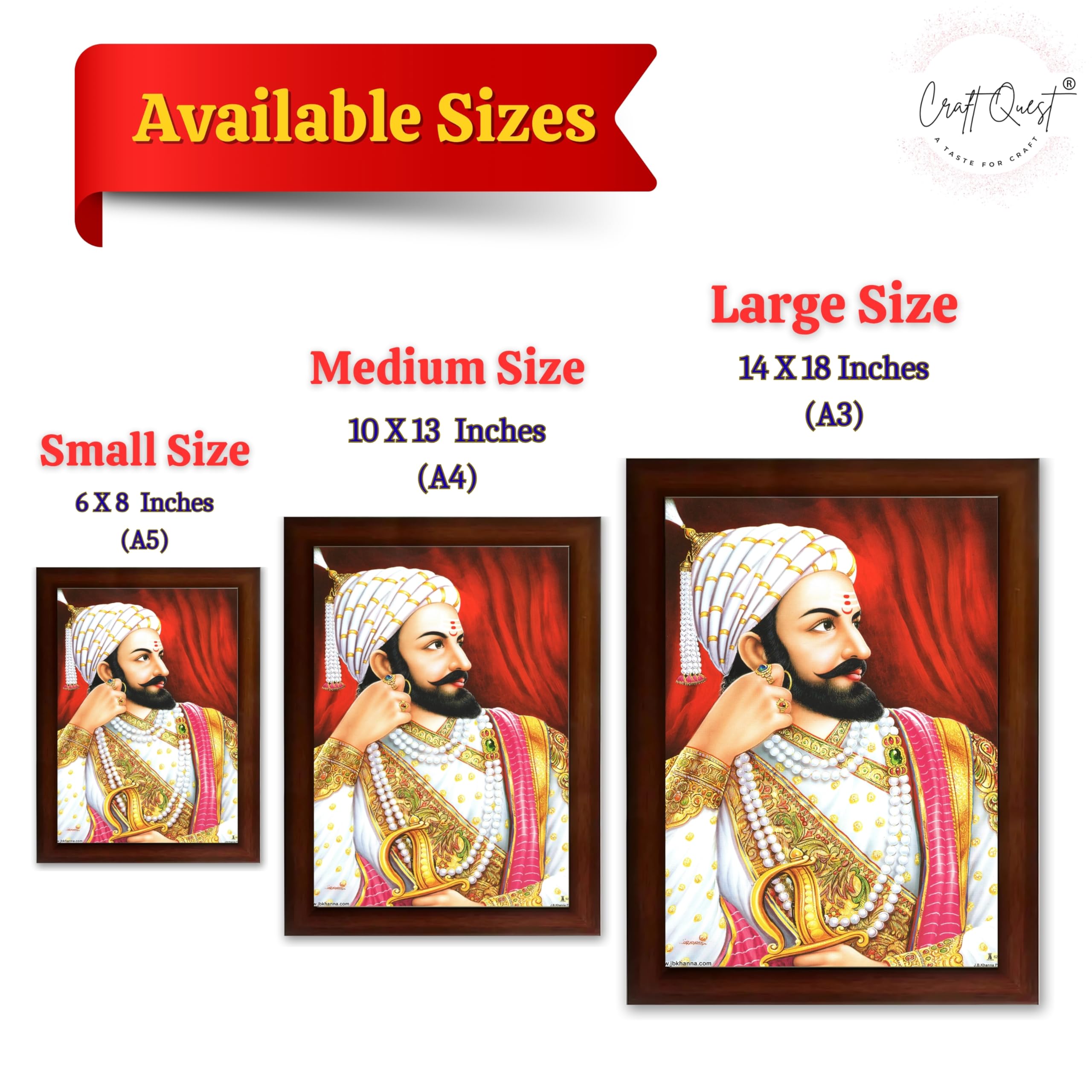 CRAFT QUEST Shivaji Chhatrapati Maharaj Wall Photo Frame | For Living, Pooja Room | Home Decoration Item | Best Gifting Option