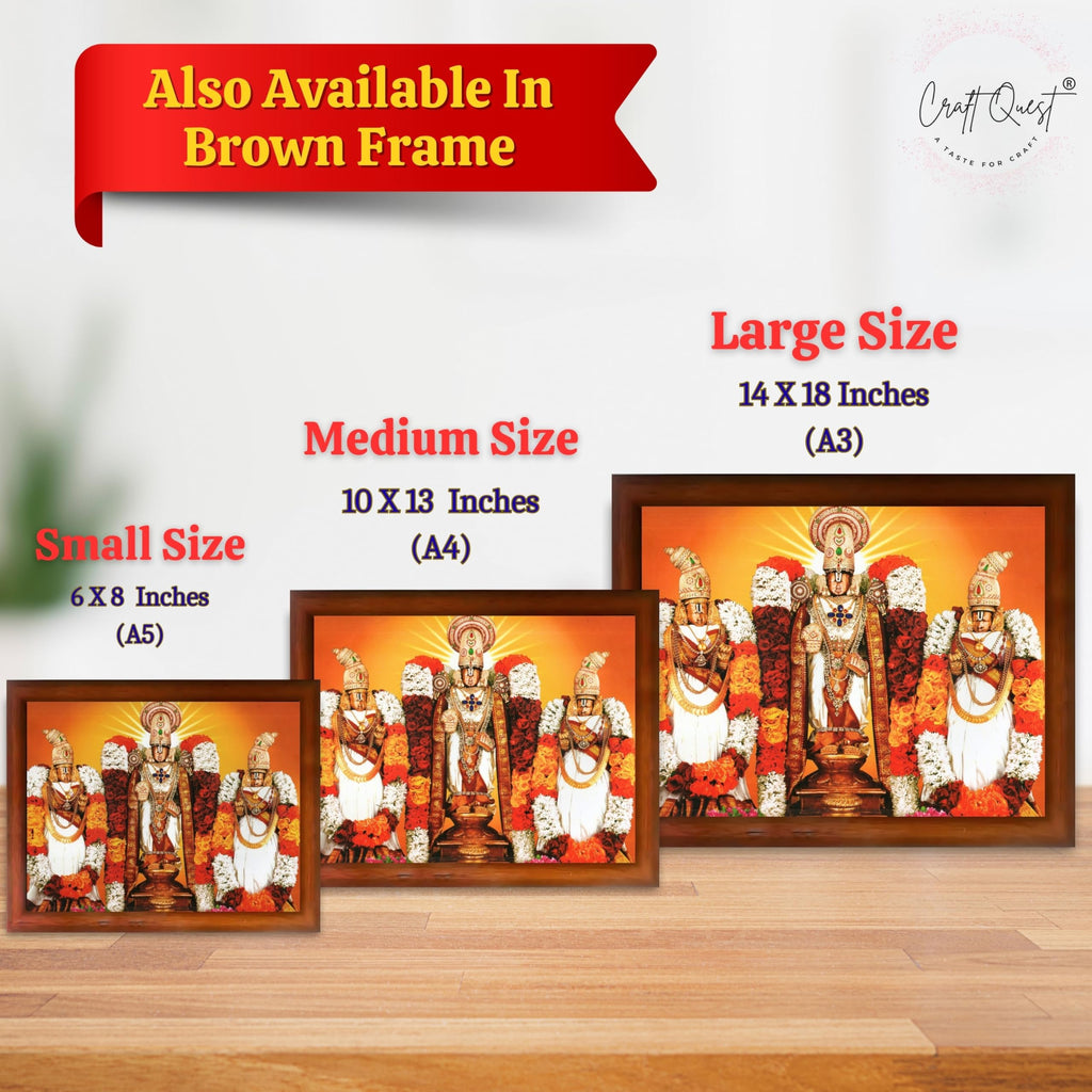 CRAFT QUEST Balaji Lakshmi Padmavati Venkateshwara Swamy Wall Photo Frame For Home, Temple, Pooja, Wall Décor Item