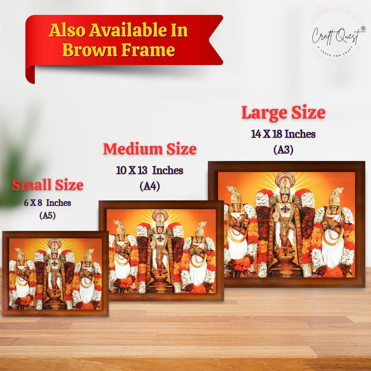 CRAFT QUEST Balaji Lakshmi Padmavati Venkateshwara Swamy Wall Photo Frame For Home, Temple, Pooja, Wall Décor Item