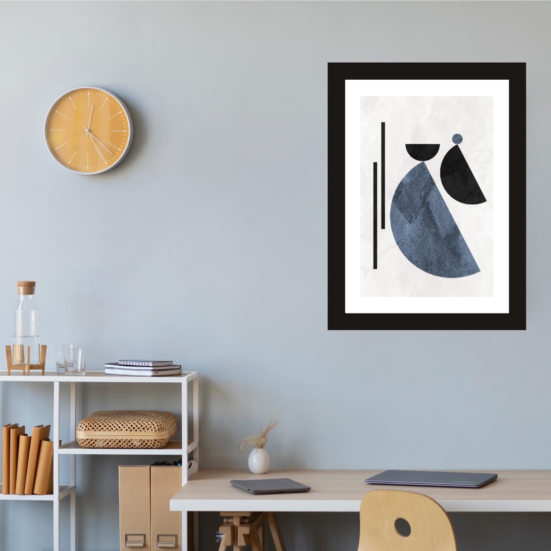 CRAFT QUEST Abstract Geometric Modern Art Poster Frame for Home & Office Wall Decoration - Portrait, Wall Display (Black, 10 X 14 Inch Frame with Art Print)