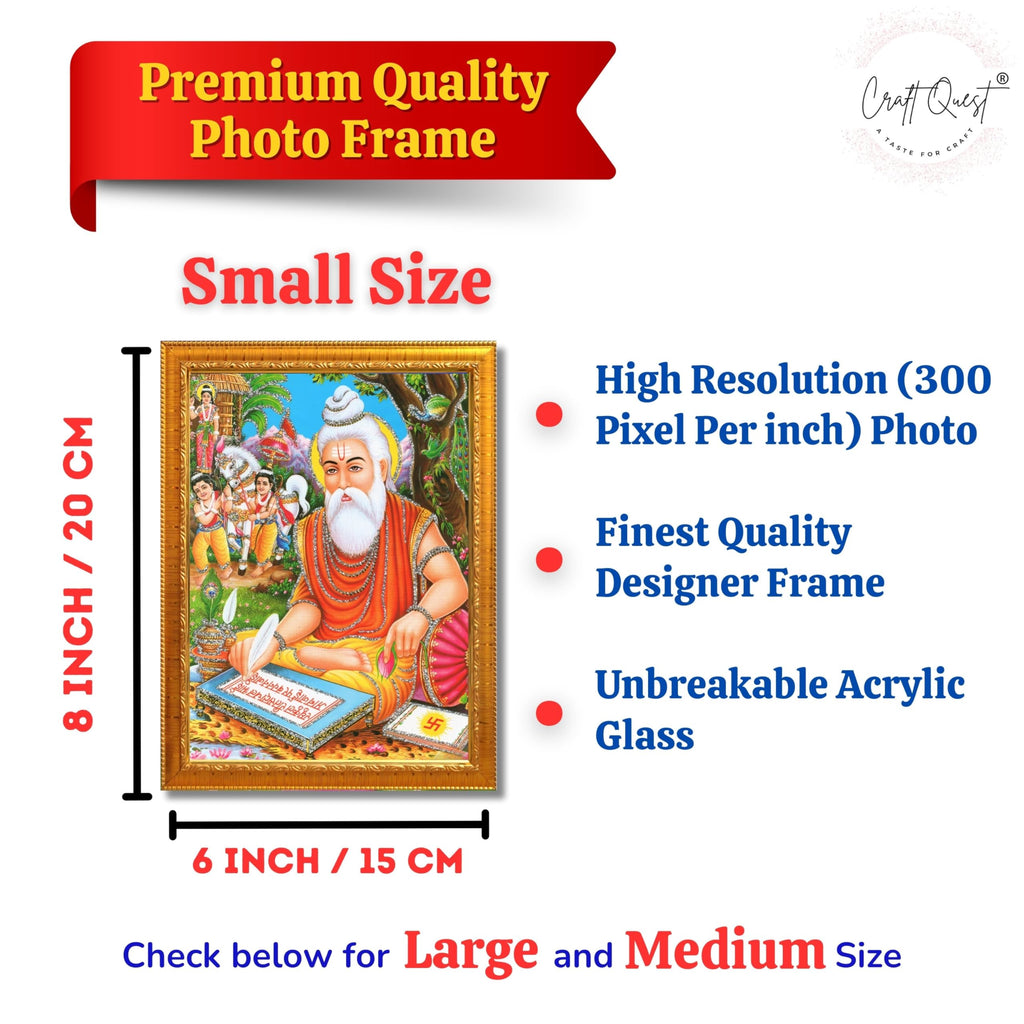 CRAFT QUEST Maharishi Valmiki Photo frame | Acrylic, Lightweight | Hindu God Spiritual Framed | Ideal for Home, Office, Temple & Puja Room, Wall Decor