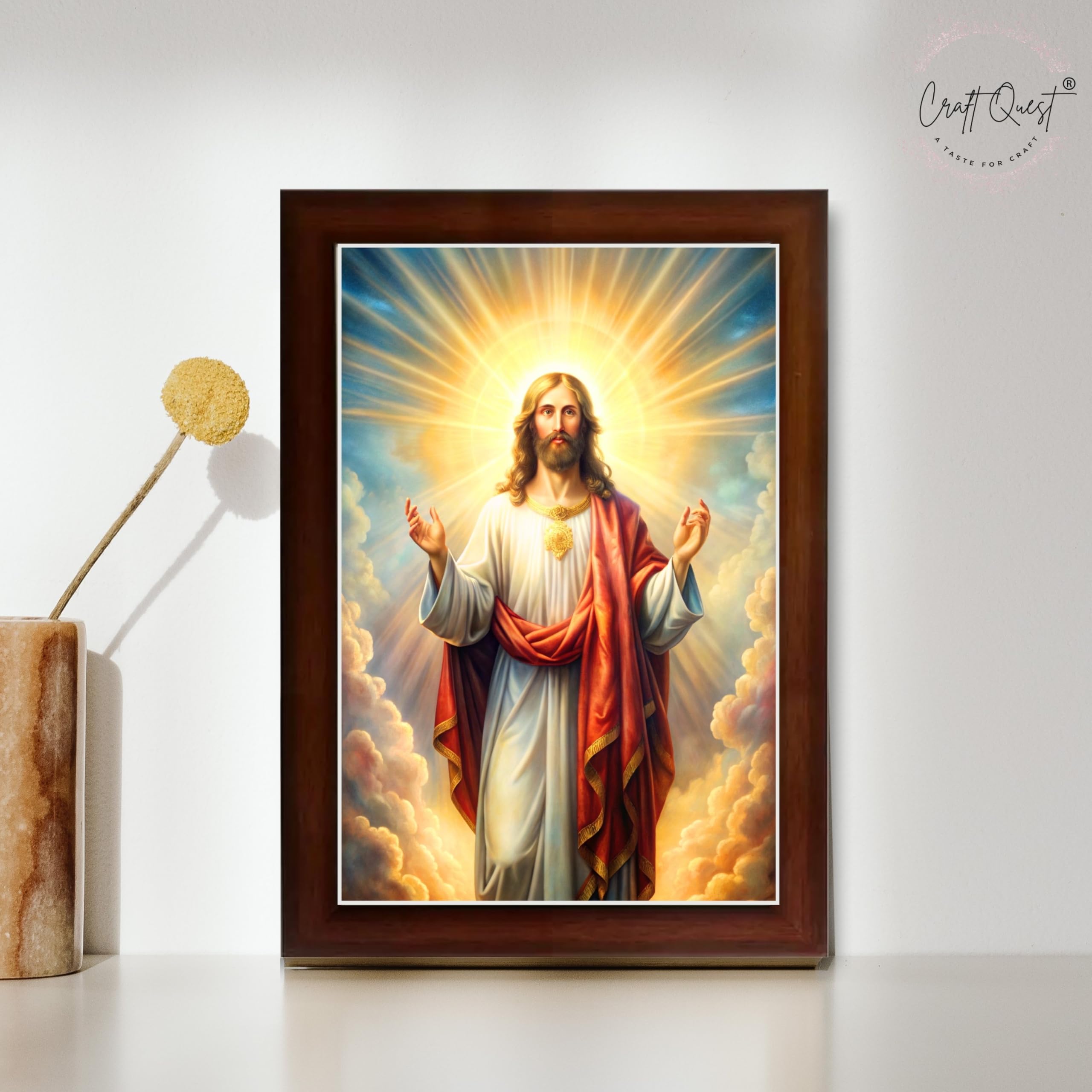 CRAFT QUEST Jesus Christ Christmas Wall Artwork Photo Frame Wall Hanging Décor and Gift Item