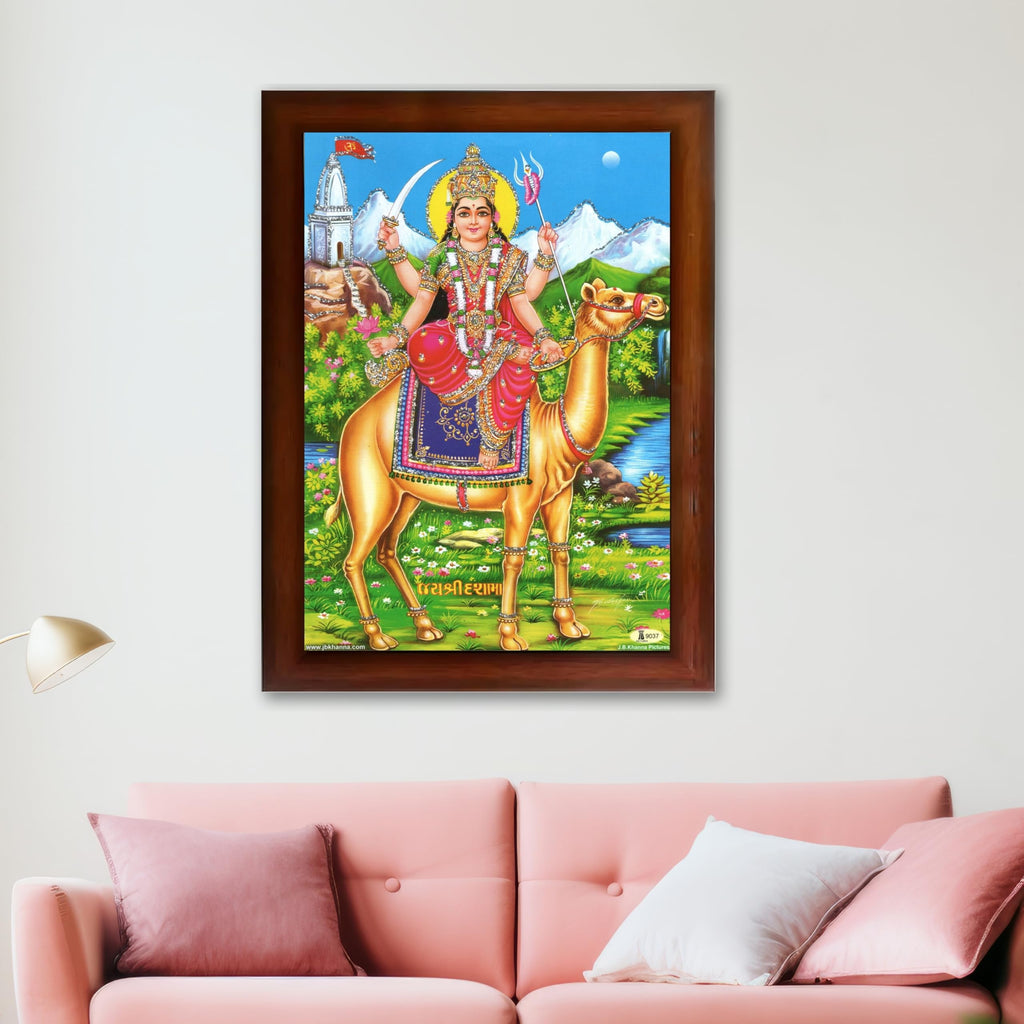 CRAFT QUEST Dasha Devi Mata Maa Shri Momai Dashamaa Wall Painting For Home Decor wooden framed