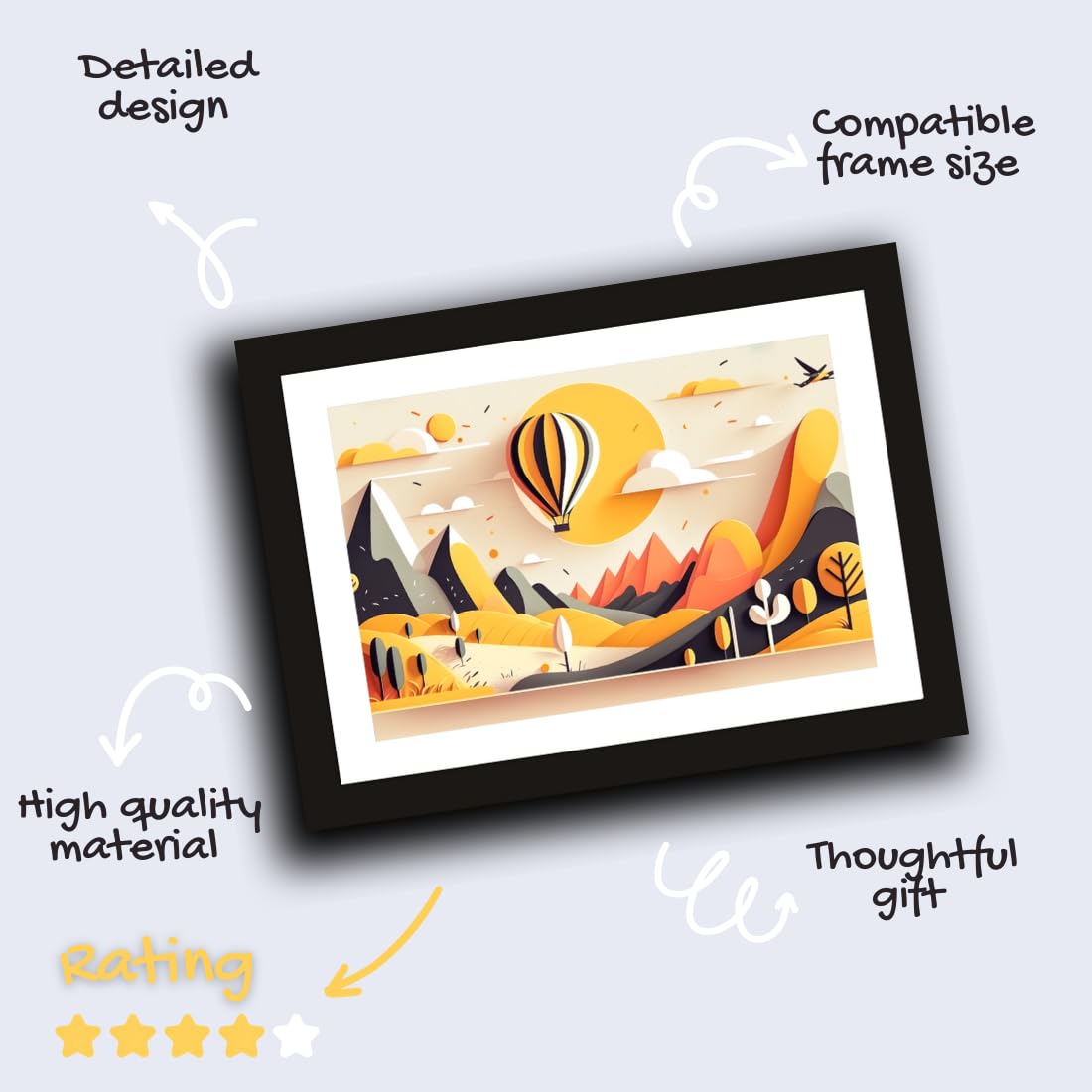 CRAFT QUEST Abstract Modern Dewy Clearing Art Poster Frame for Home & Office Wall Decoration - Portrait, Wall Display (Black, 14x10 Inch Frame with Art Print) (Tropical Reverie)