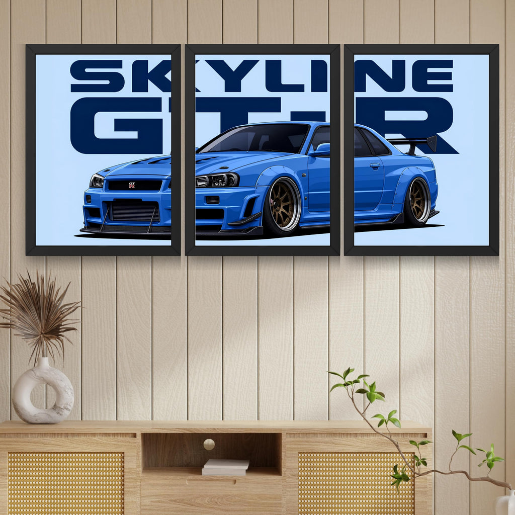 VENUXE ARTS Set Of 3 Big Sports Cars Framed Posters Gift Items for Boys Room Wall Decoration Bedroom Living Room Office Studio Décor | Car Poster Frame for Wall Décor