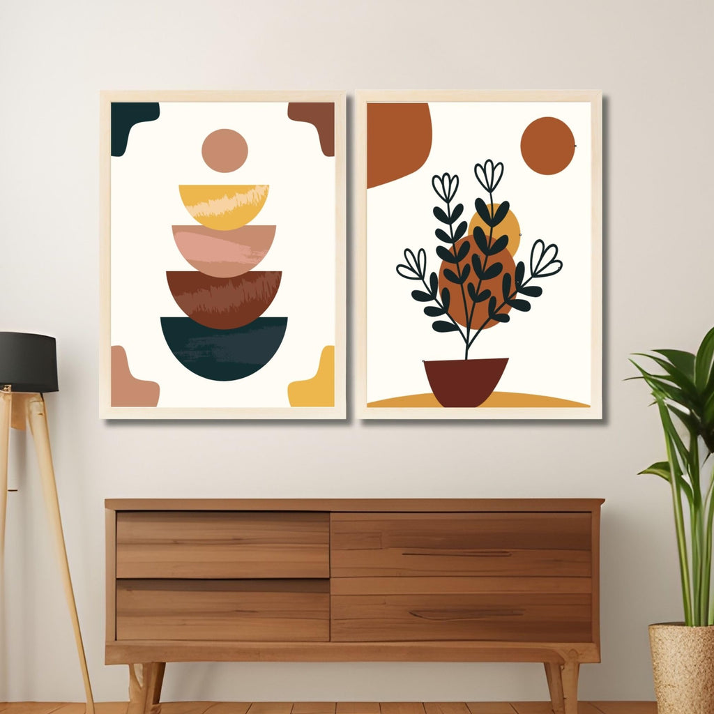 CRAFT QUEST Wall Art Decor Paintings | Set of 2 Wall Art Frames for Home Decoration | Ideal for Living Room, Bedroom & Office (Style 117)