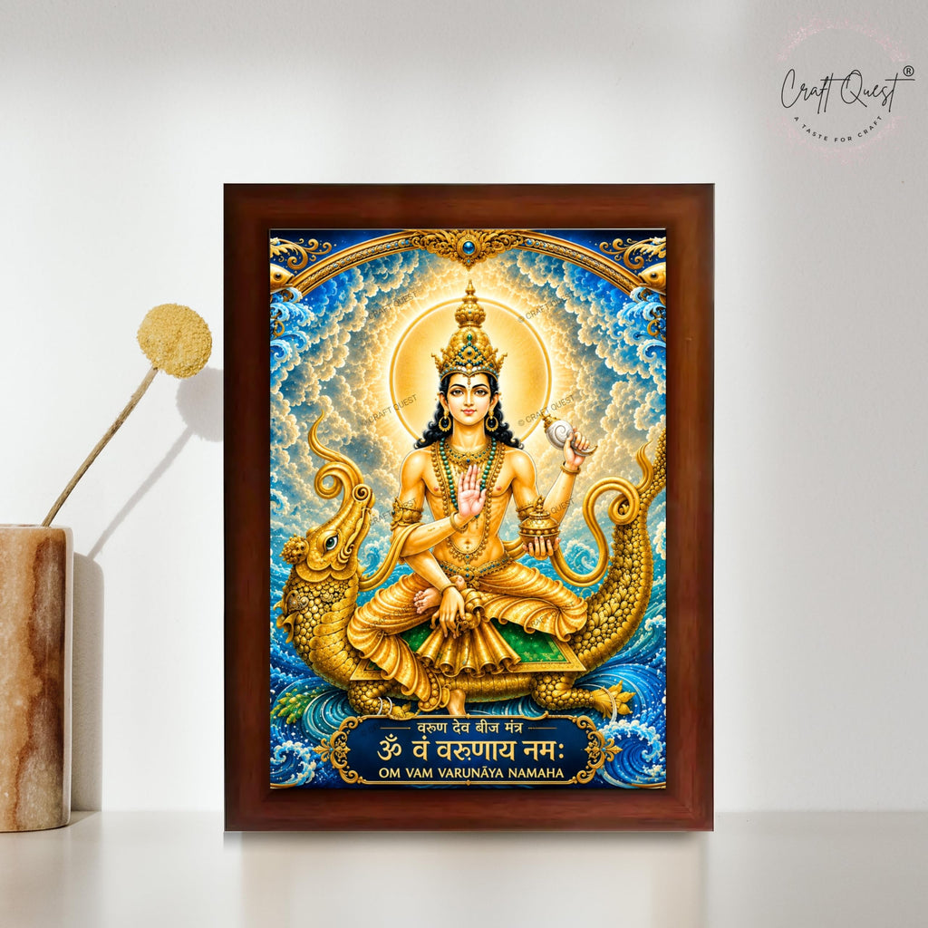 CRAFT QUEST Varun Dev photo frame for wall vastu | Jhulelal Ji Acrylic Photo Frame for Wall Decoration | Vastu Positive Energy Wall Art for Home, Office & Temple