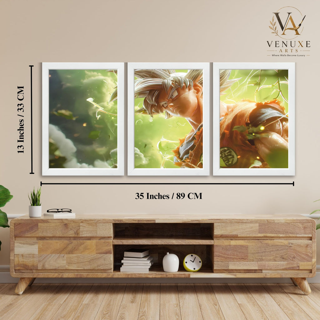 VENUXE ARTS Set Of 3 Anime Characters Wall Framed |Anime Characters Framed Poster for Living Room Bedroom Gaming Room Studio Wall Decor