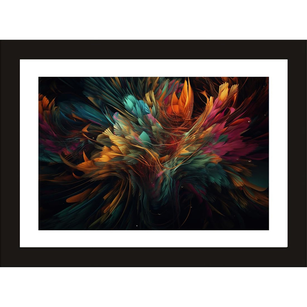 CRAFT QUEST Abstract Digital Contemporary Expression Modern Art Painting Poster Frame for Home & Office Wall Decoration (Black, 14x10 Inch, Tropical Reverie)
