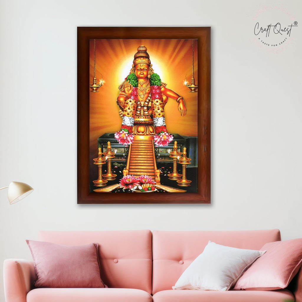 CRAFT QUEST Lord Ayyappa Swamy Ayyappan Iyyappan South photo Frame For Wall Painting,Temple, Pooja, Home Décor Items