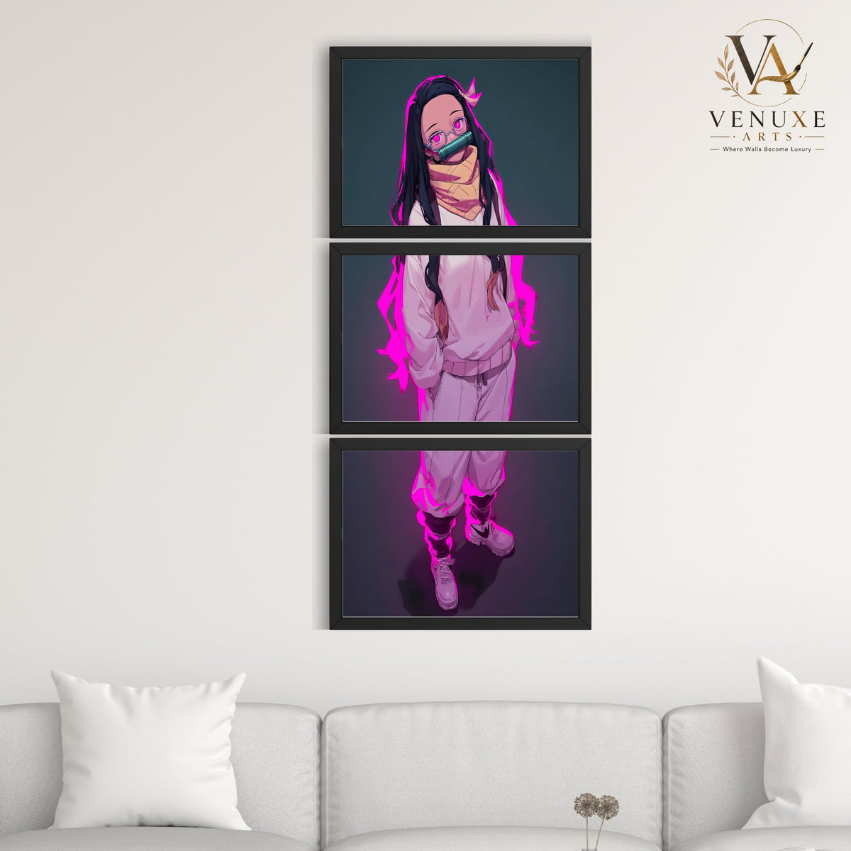 VENUXE ARTS Set Of 3 Anime Characters Wall Framed |Anime Characters Framed Poster for Living Room Bedroom Gaming Room Studio Wall Decor