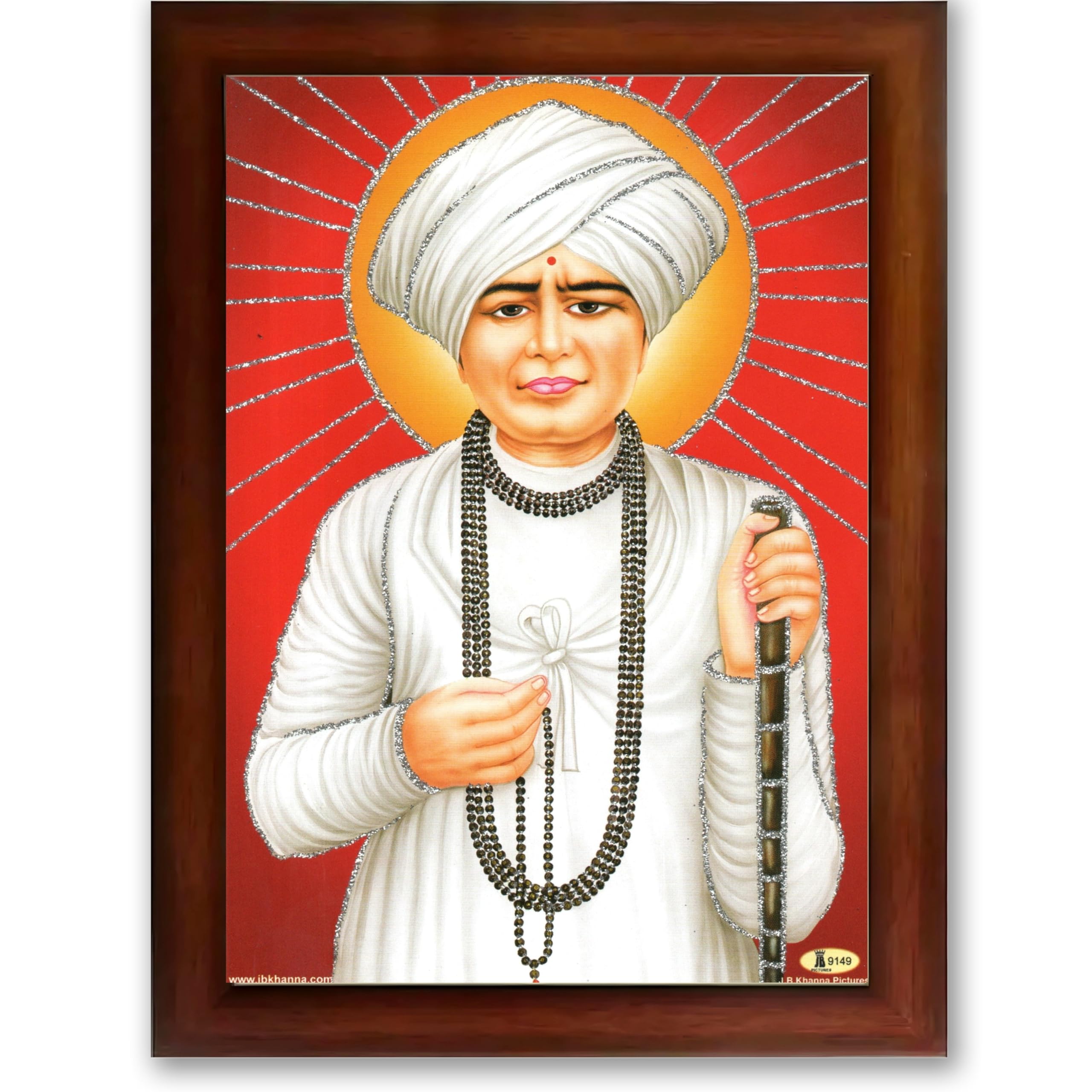 CRAFT QUEST Shri Jalaram Bapa Ji Guru Wall Painting Framed Home Décor wooden framed