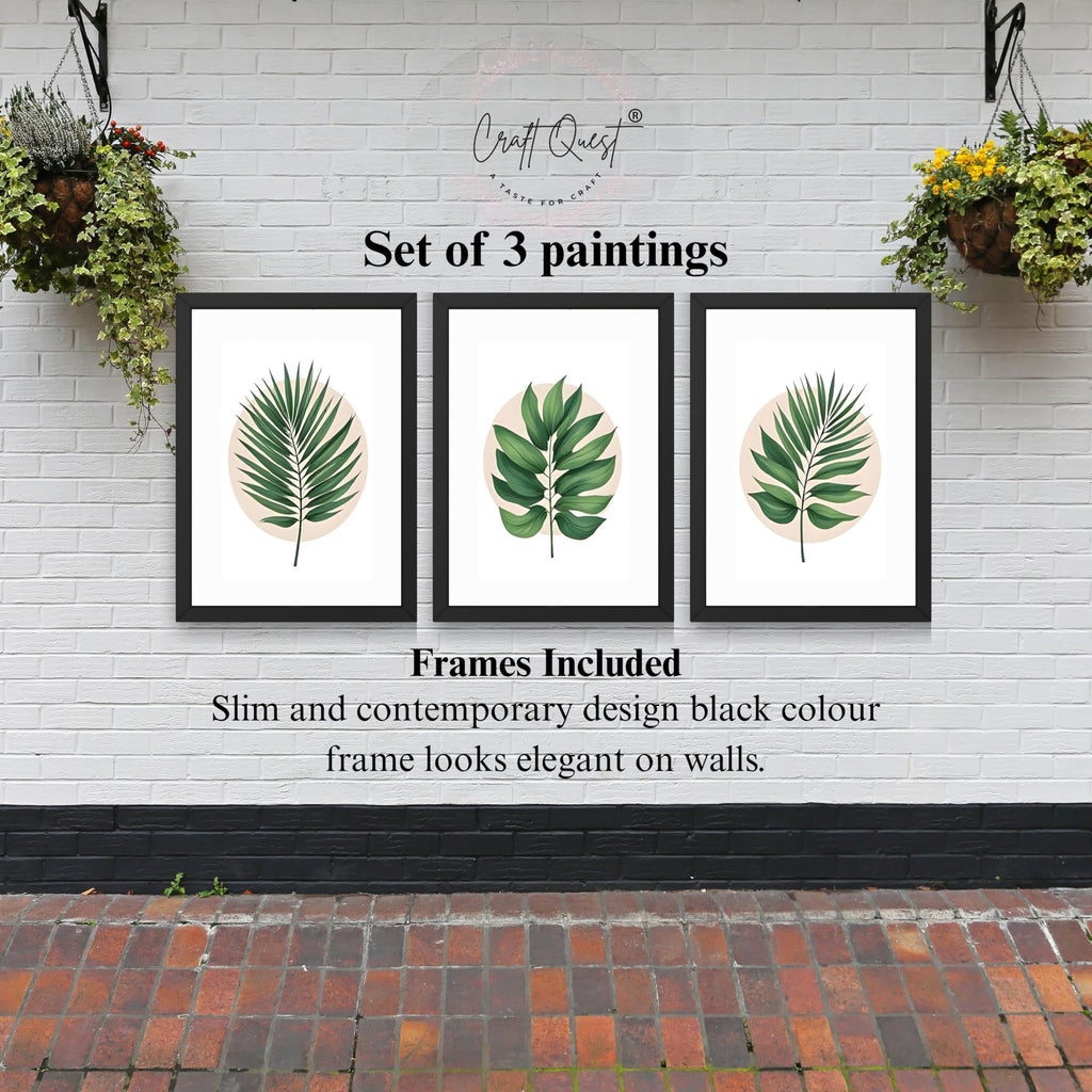 CRAFT QUEST Wall Art Decor Paintings | Set of 3 FLORAL Wall Art Frames for Home Decoration | Ideal for Living Room, Bedroom & Offices