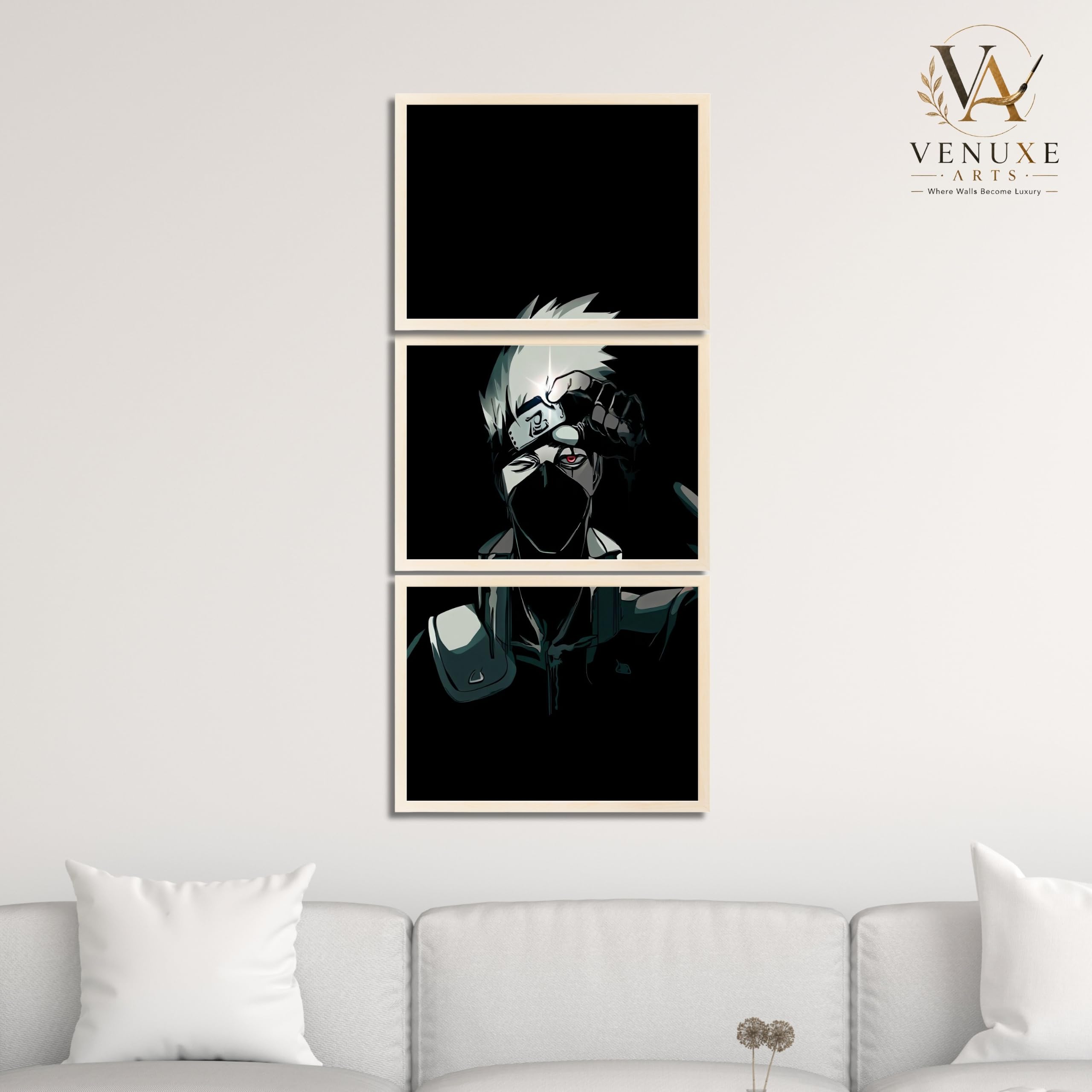VENUXE ARTS Set Of 3 Anime Characters Wall Framed |Anime Characters Framed Poster for Living Room Bedroom Gaming Room Studio Wall Decor