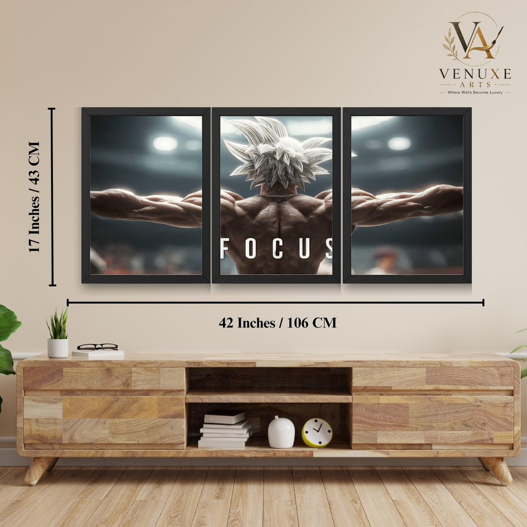 VENUXE ARTS Set Of 3 Anime Characters Wall Framed |Anime Characters Framed Poster for Living Room Bedroom Gaming Room Studio Wall Decor