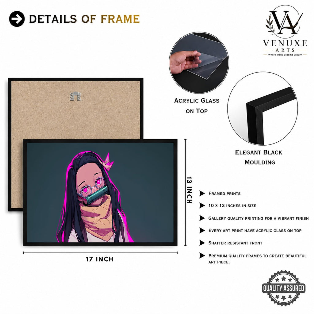 VENUXE ARTS Set Of 3 Anime Characters Wall Framed |Anime Characters Framed Poster for Living Room Bedroom Gaming Room Studio Wall Decor