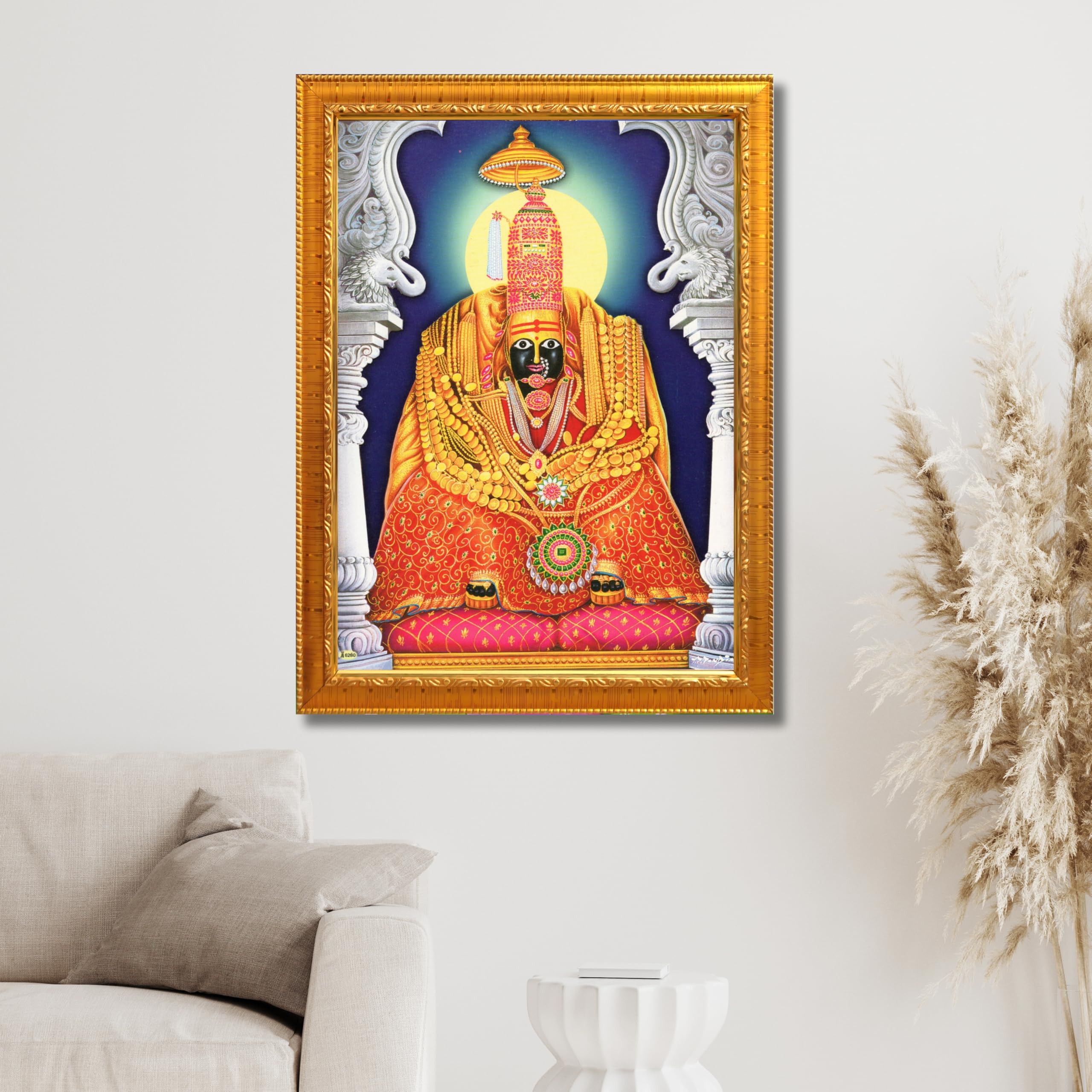 CRAFT QUESTTulja mata photo with frame, Tuljabhawani photo, Tuljapur, Religious Framed Painting