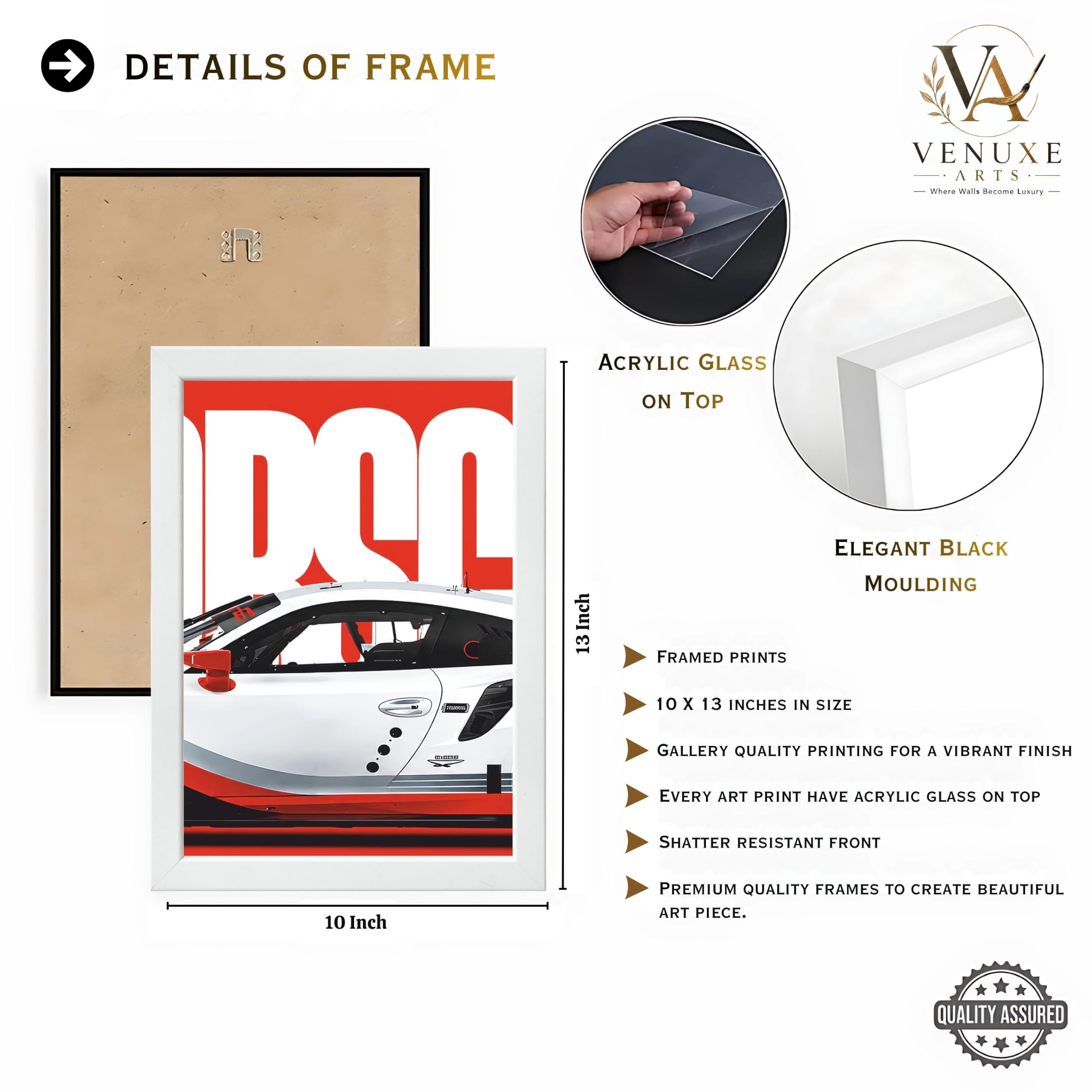 VENUXE ARTS Set Of 3 Big Sports Cars Framed Posters Gift Items for Boys Room Wall Decoration Bedroom Living Room Office Studio Décor | Car Poster Frame for Wall Décor