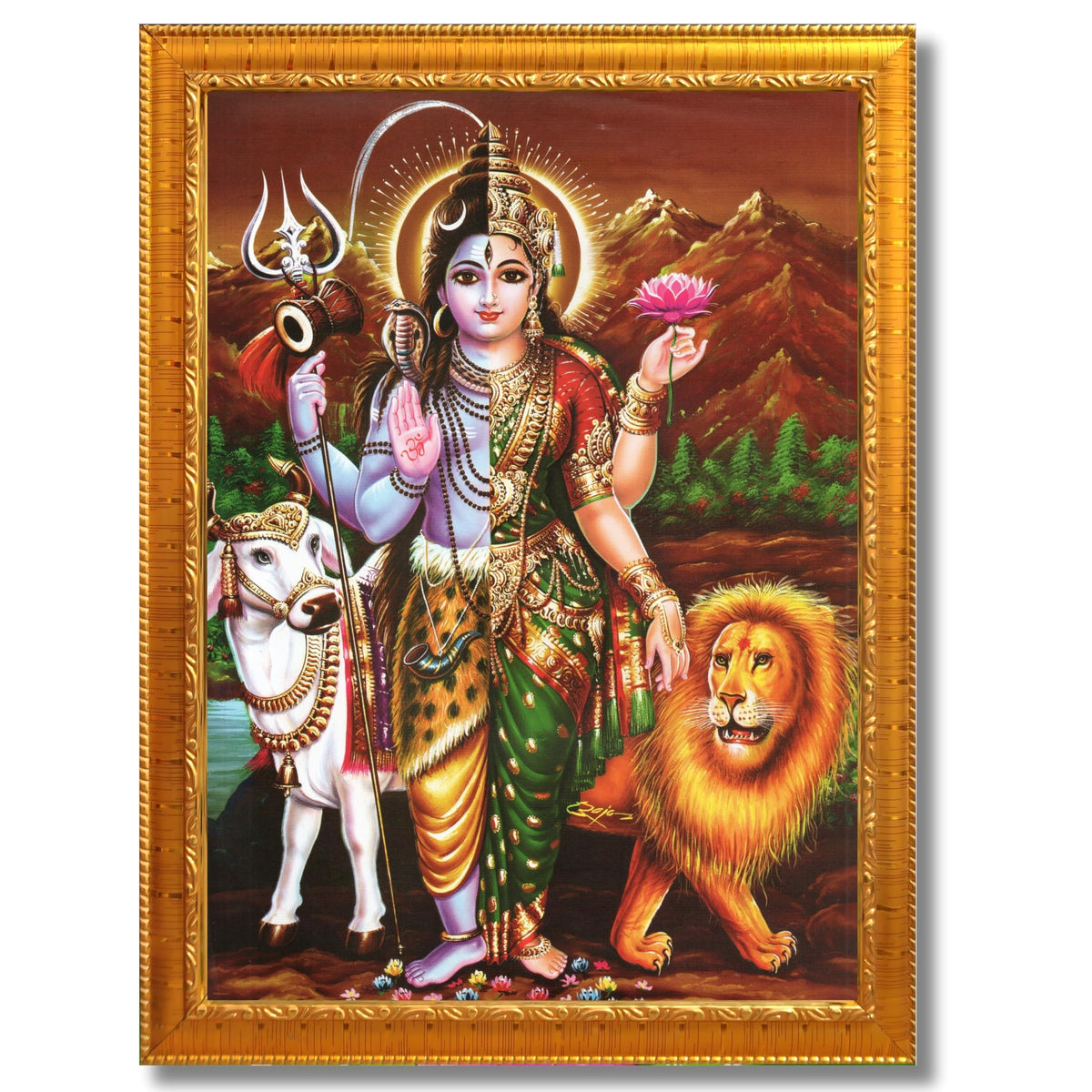 CRAFT QUEST Ardhanarishvara Arthanareeswara Shiv Parvati Photo Frame | Hindu God Spiritual Framed | Ideal for Home, Office, Temple & Puja Room, Wall Decor