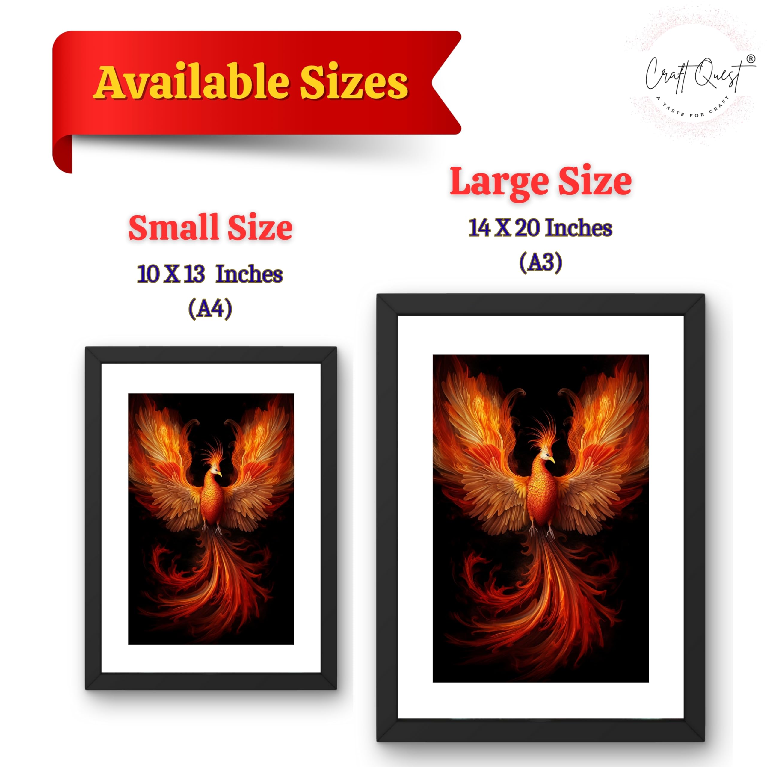 CRAFT QUEST Phoenix Bird Painting – Rising Phoenix Vastu Wall Art – Wall Decoration – Positive Energy Painting for Success, Growth & Spiritual Inspiration