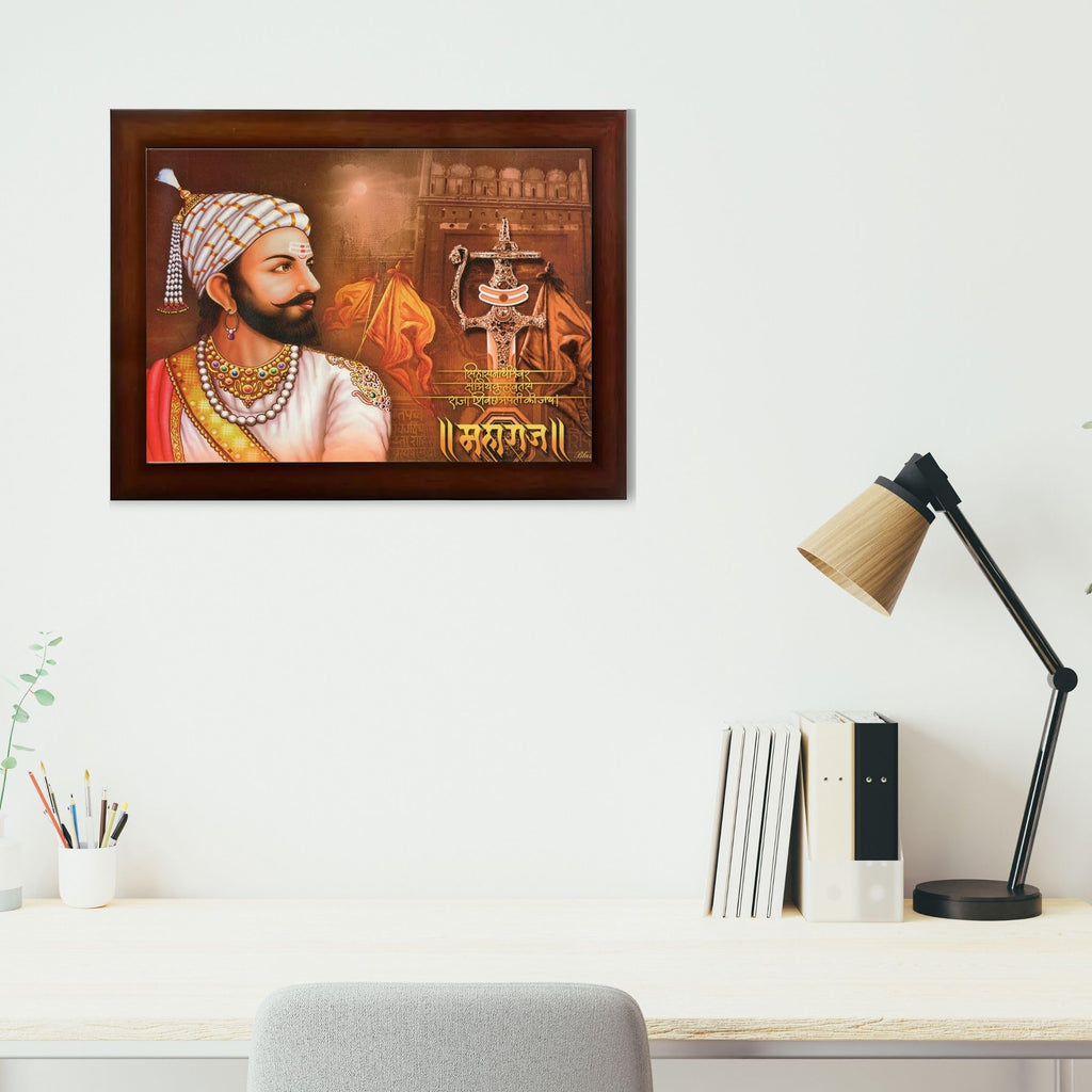 CRAFT QUEST Chhatrapati Shivaji Maharaj photo frame Home Decorative items with synthetic frame