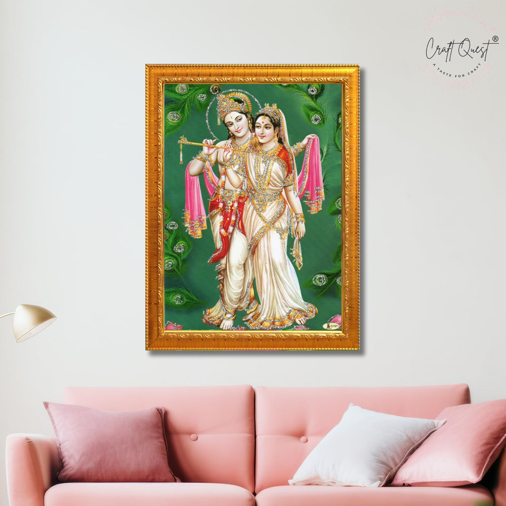 CRAFT QUEST Radha Krishna ji Painting With Frame Wall Paintings for Living Room, Bedroom, Office Décor