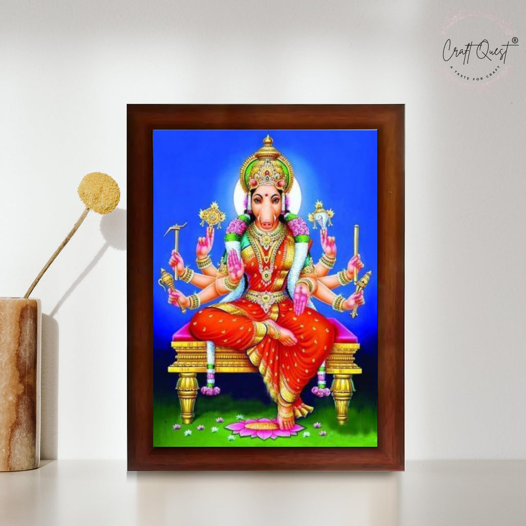CRAFT QUEST Varahi Amman amma Photo Varahi Wall Painting Photo Frame With Acrylic Glass| South Devi God Frame for Home, Office, Temple & Gifting