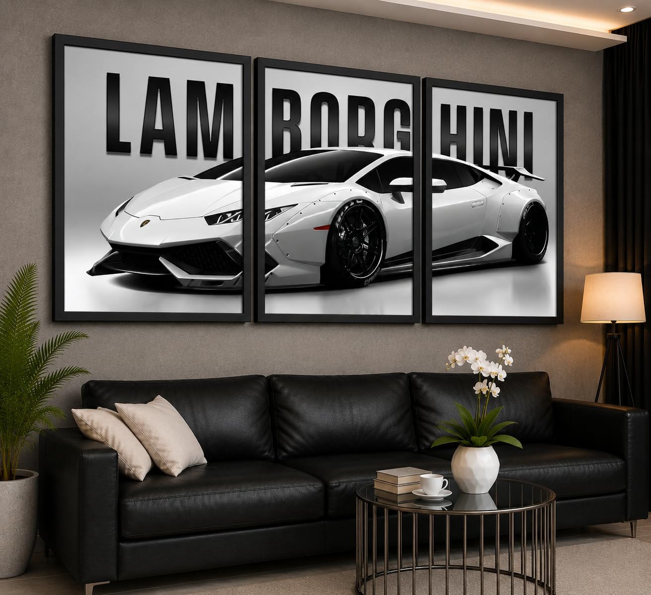 VENUXE ARTS Set Of 3 Big Sports Cars Framed Posters Gift Items for Boys Room Wall Decoration Bedroom Living Room Office Studio Décor | Car Poster Frame for Wall Décor