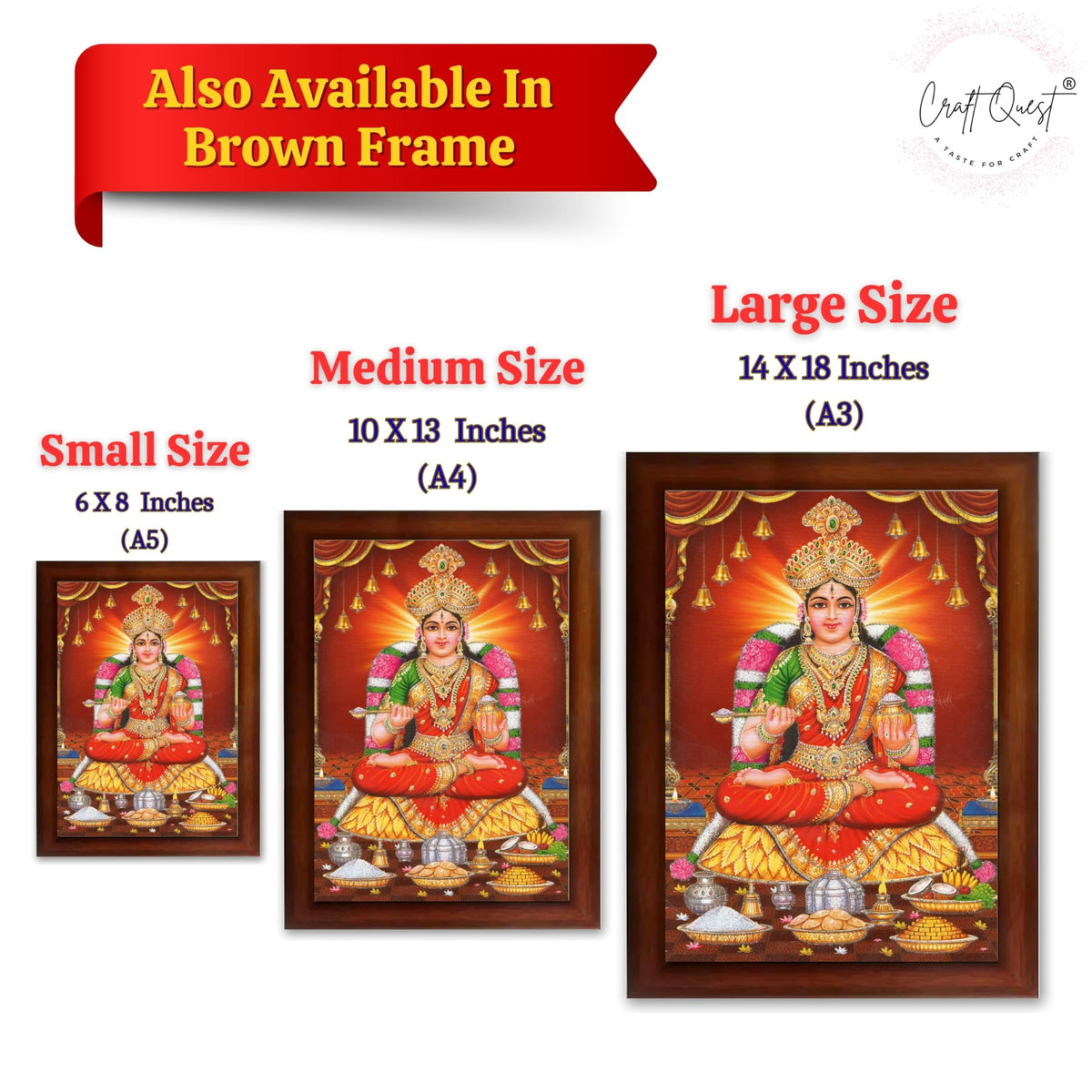 CRAFT QUEST Mata Annapurna Devi Photo for Kitchen Maa Wall Painting Framed Home Décor