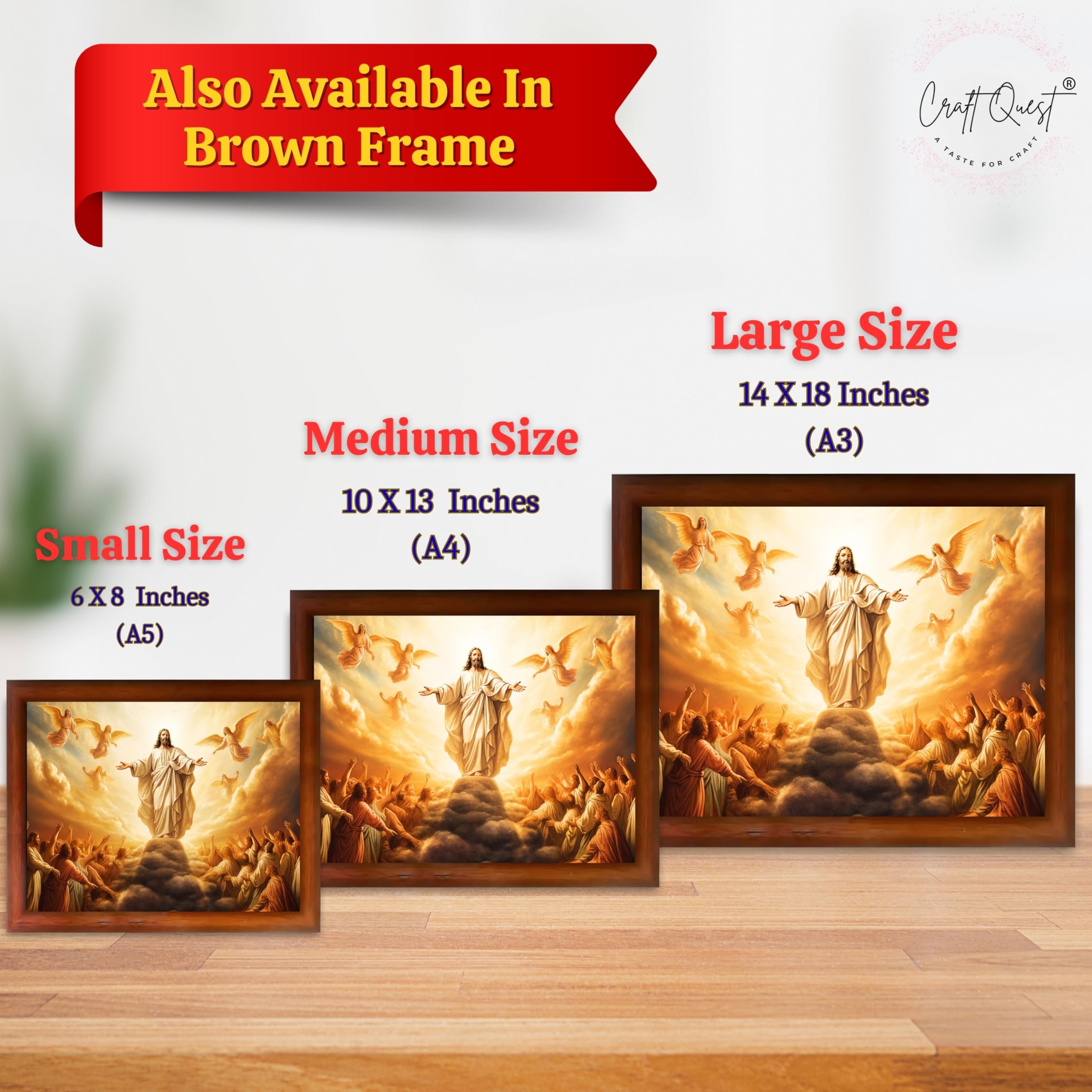 CRAFT QUEST Lord Jesus Christ Photo Frame | Decorative Picture for Gifts, Home Decor | Jesus Painting, Religious Photo Frame