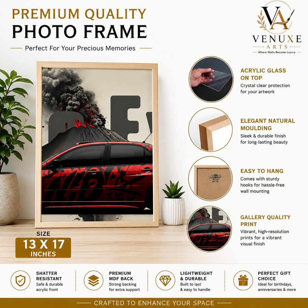 VENUXE ARTS Set Of 3 Big Sports Cars Framed Posters Gift Items for Boys Room Wall Decoration Bedroom Living Room Office Studio Décor | Car Poster Frame for Wall Décor