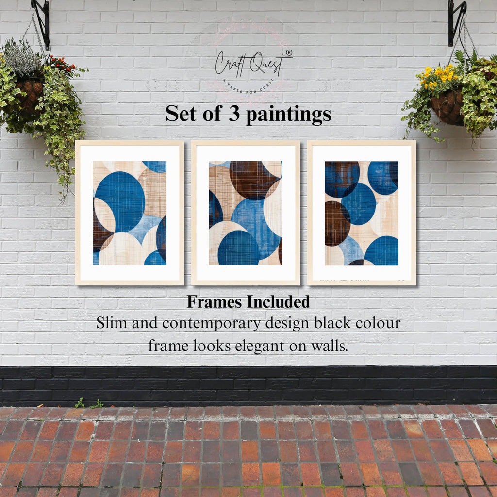 CRAFT QUEST Wall Art Decor Paintings | Set of 3 Abstract Wall Art Frames for Home Decoration | Ideal for Living Room, Bedroom & Office