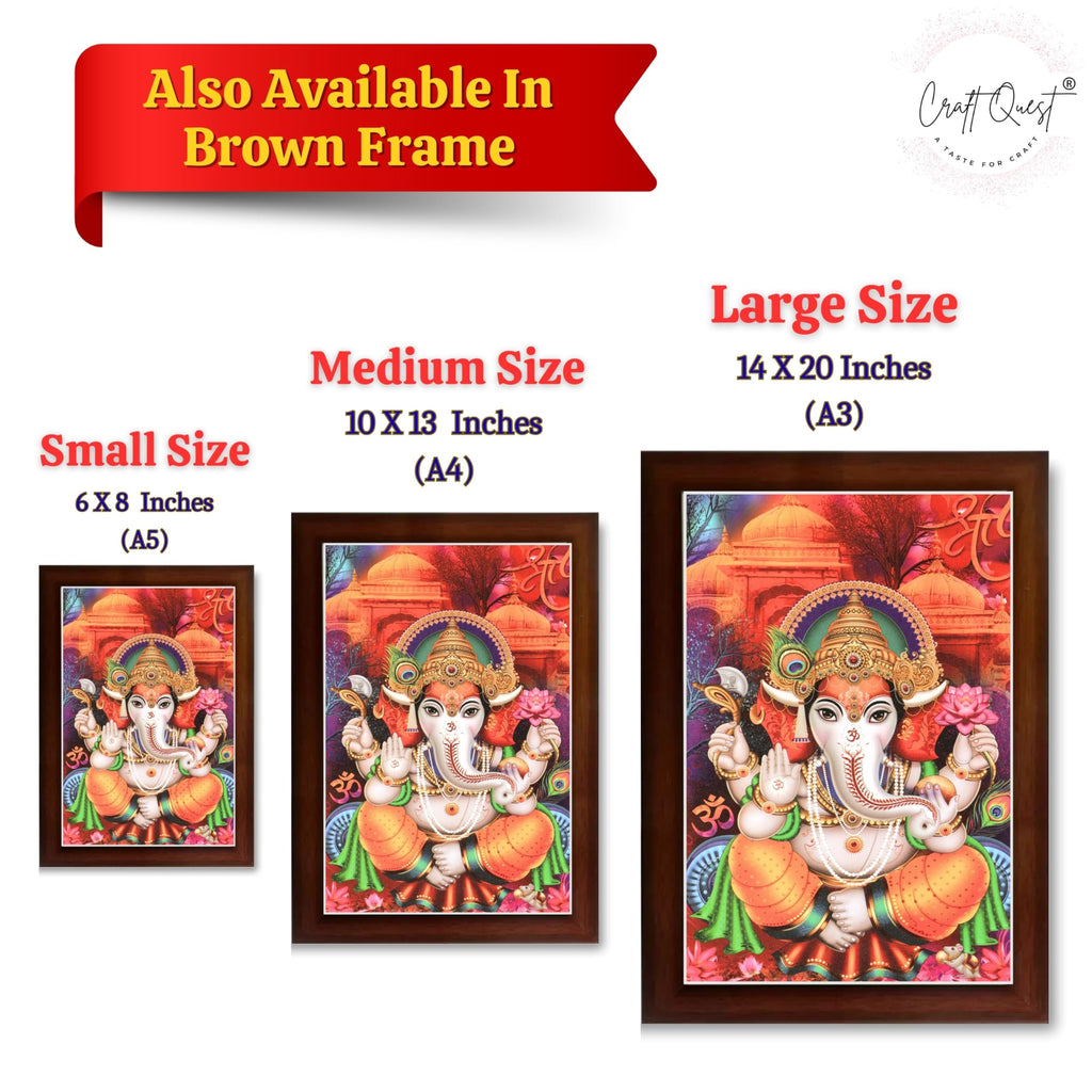 CRAFT QUEST Lord Ganesha Ganesh Ganpati Ganapathi Hanging Wall Painting Framed Home Decor