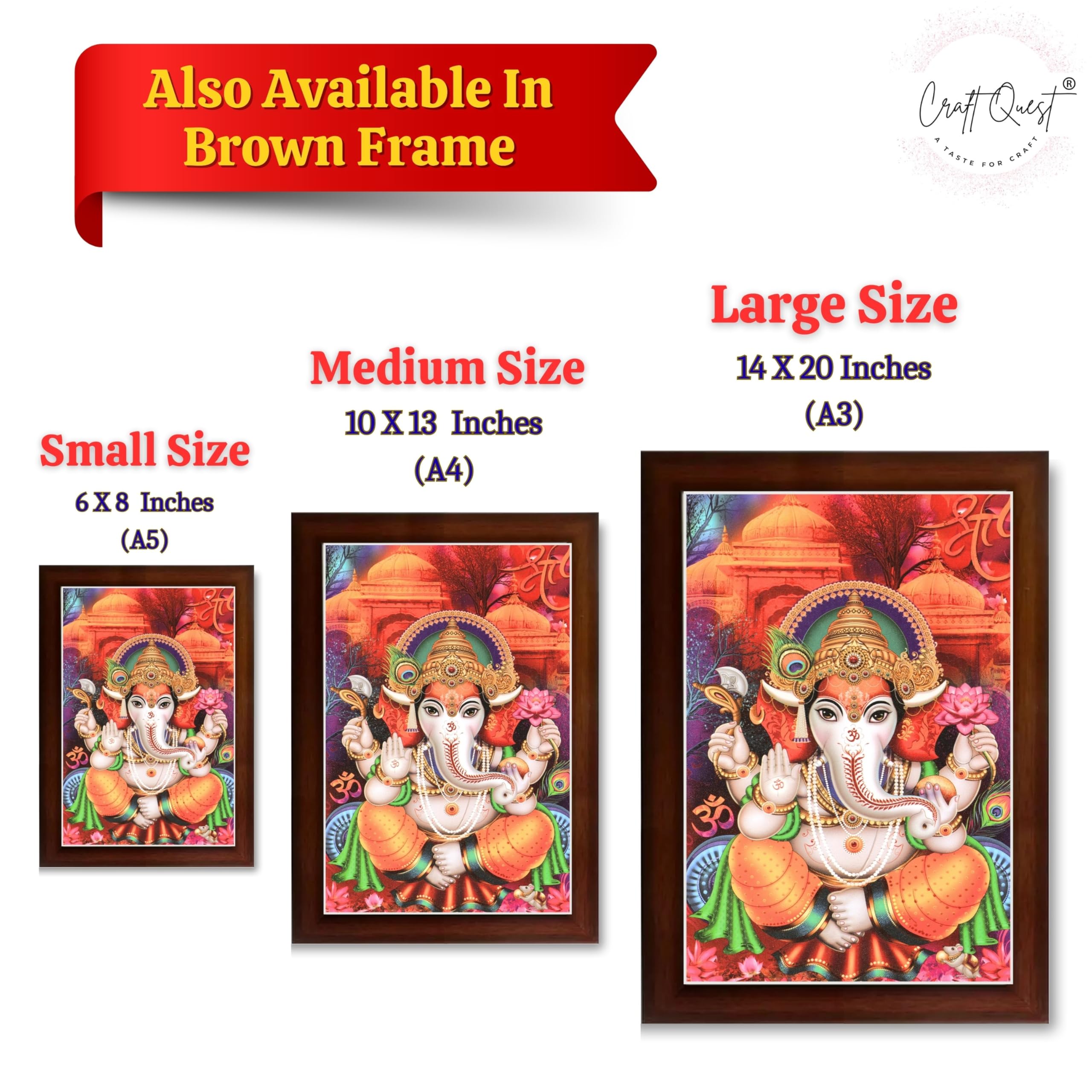 CRAFT QUEST Lord Ganesha Ganesh Ganpati Ganapathi Hanging Wall Painting Framed Home Decor