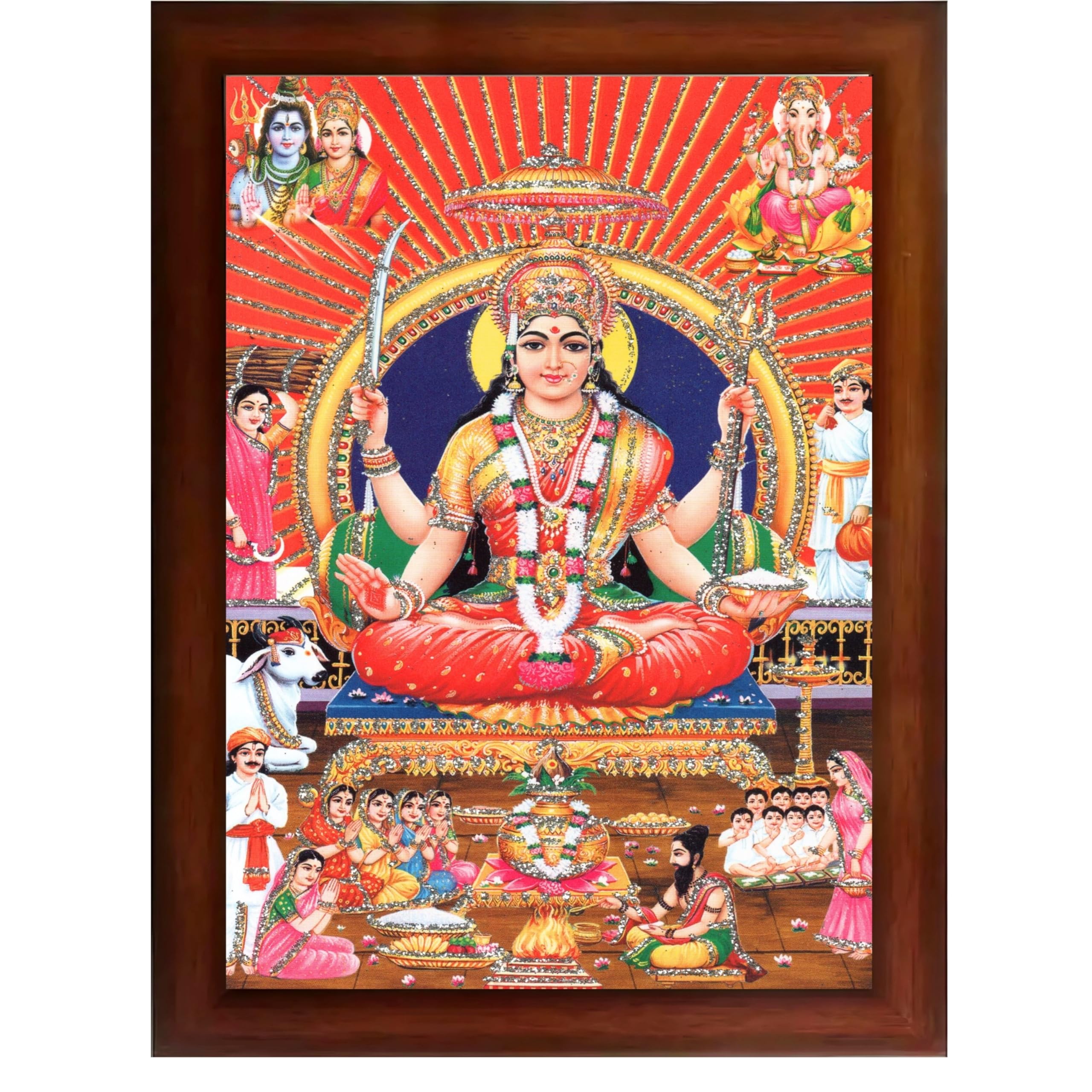 CRAFT QUEST Santoshi MataJi Color Photo Frame for Home Temple Pooja and Devotional Gift Item