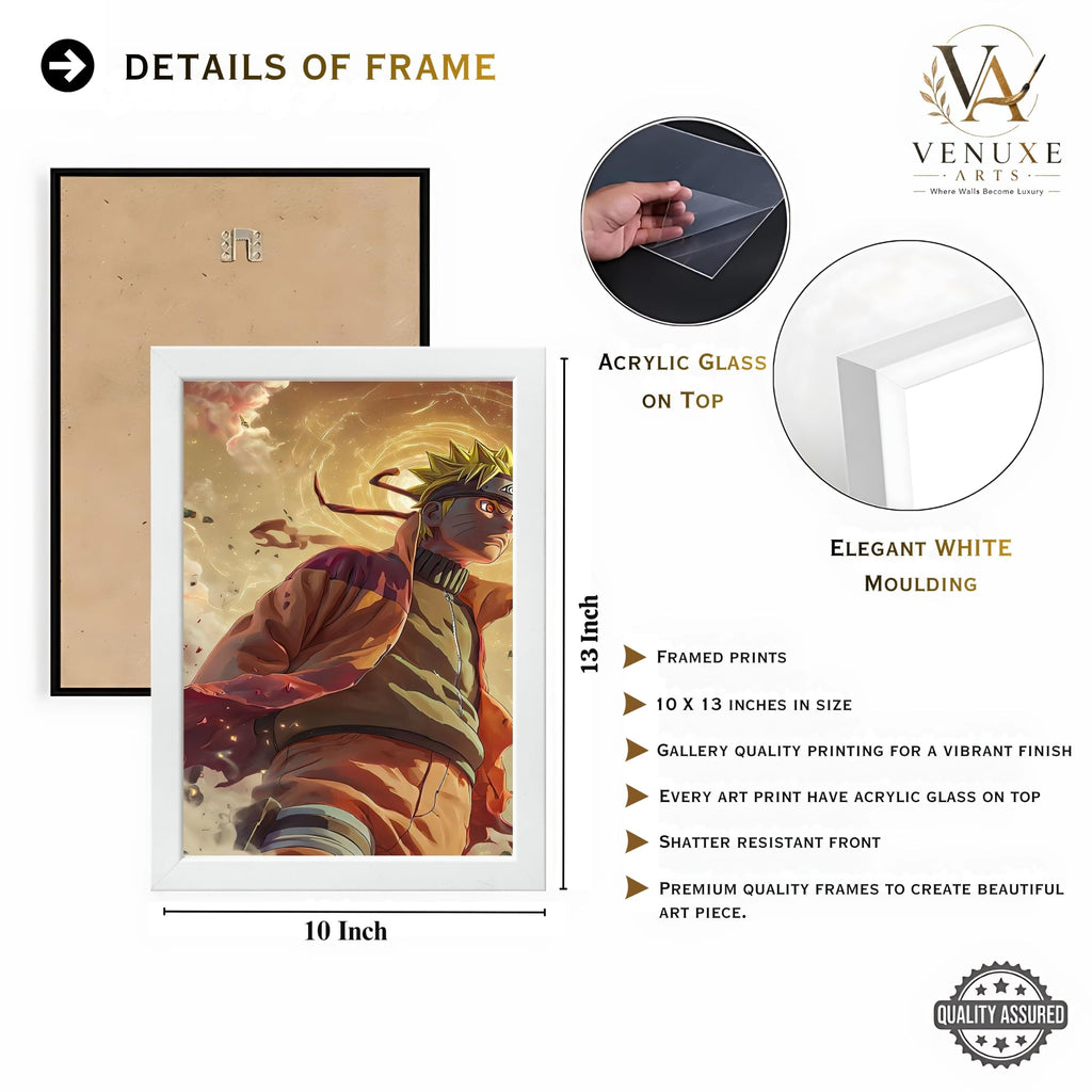 VENUXE ARTS Set Of 3 Anime Characters Wall Framed |Anime Characters Framed Poster for Living Room Bedroom Gaming Room Studio Wall Decor