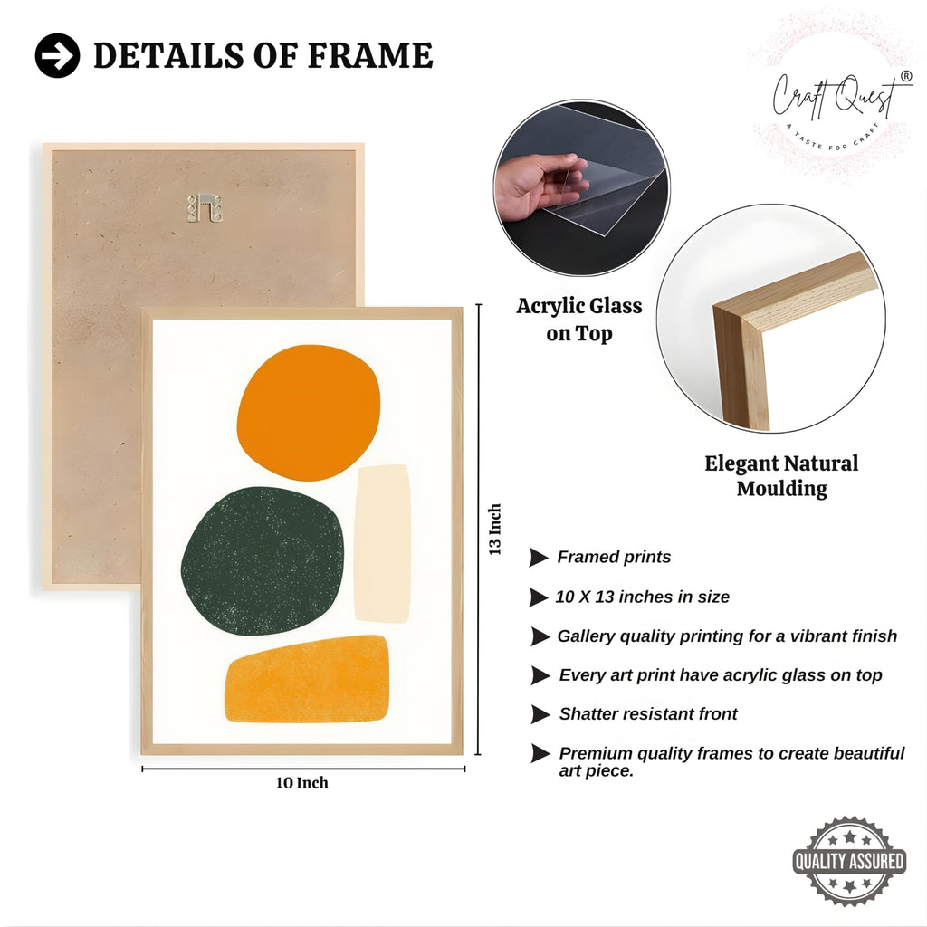 CRAFT QUEST SET OF 3 Organic Abstract Wall Art | Set of 3 Frames for Home Decoration | Ideal for Living Room, Bedroom & Offices