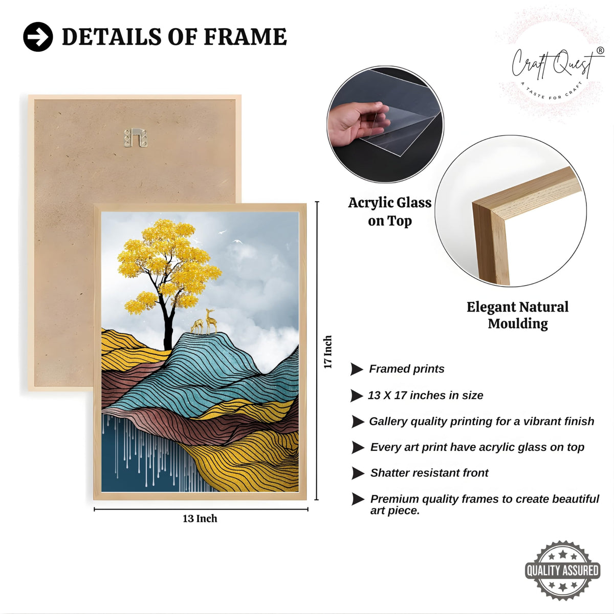 CRAFT QUEST Modern Abstract Landscape Art | Set of 3 Frames for Home Decoration | Ideal for Living Room, Bedroom & Offices