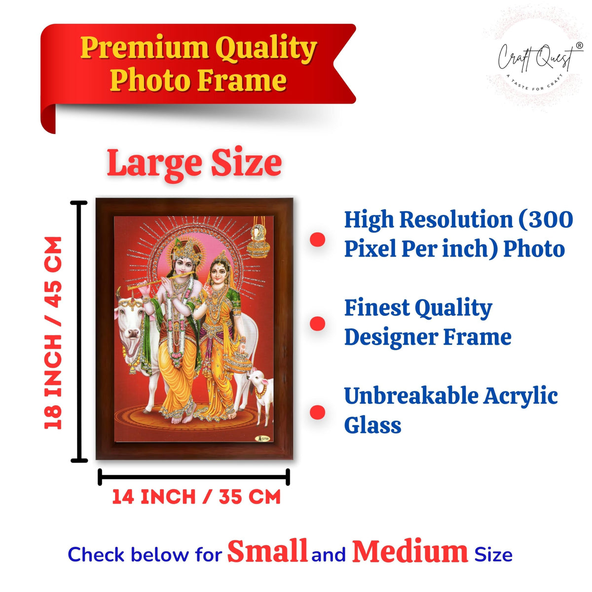 CRAFT QUEST Radha Krishna Photo Frame Wall Painting Framed Home Décor