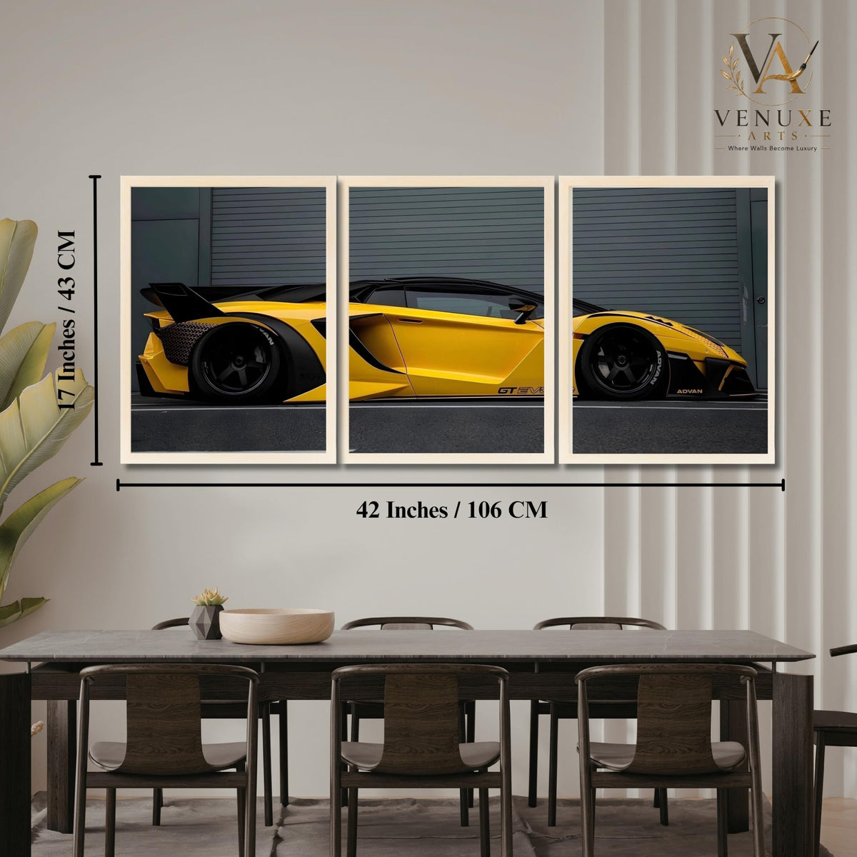 VENUXE ARTS Set Of 3 Big Sports Cars Framed Posters Gift Items for Boys Room Wall Decoration Bedroom Living Room Office Studio Décor | Car Poster Frame for Wall Décor