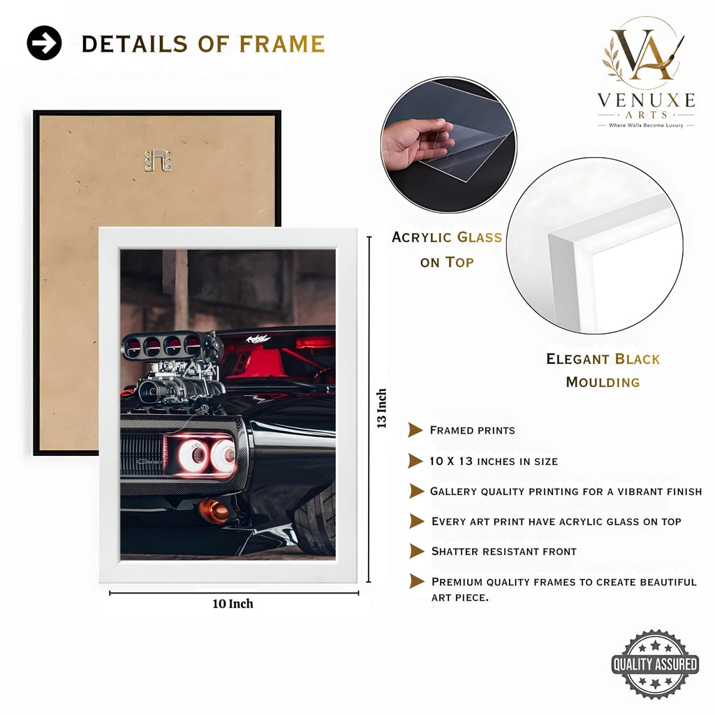 VENUXE ARTS Set Of 3 Big Sports Cars Framed Posters Gift Items for Boys Room Wall Decoration Bedroom Living Room Office Studio Décor | Car Poster Frame for Wall Décor