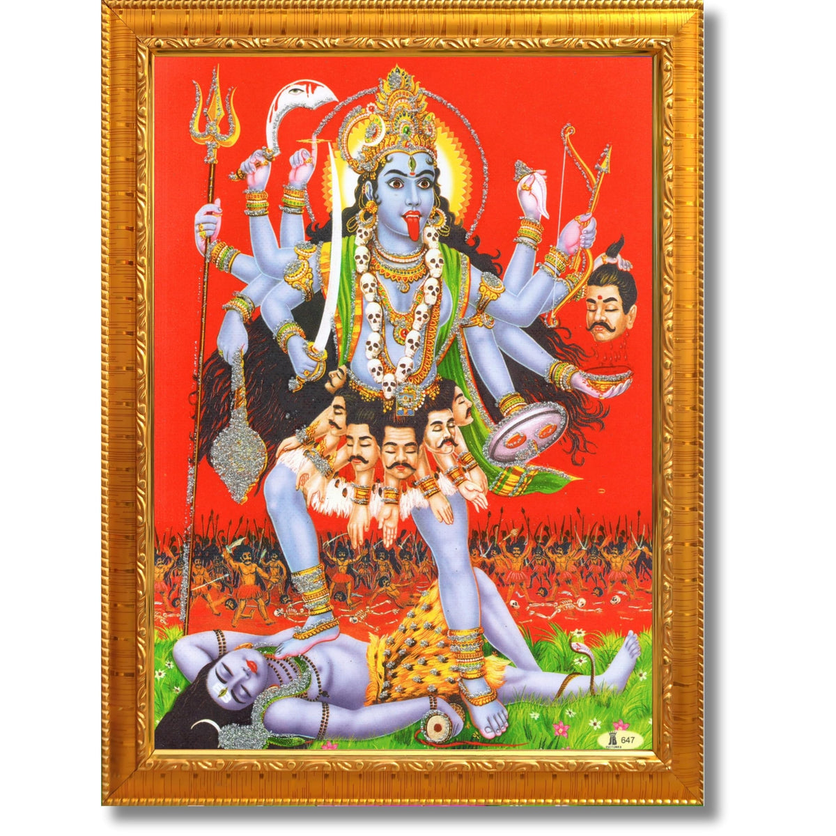 CRAFT QUEST Maha Kali Mata Ji Mahakali Shiv Shiva Wall Painting Framed Home Decor