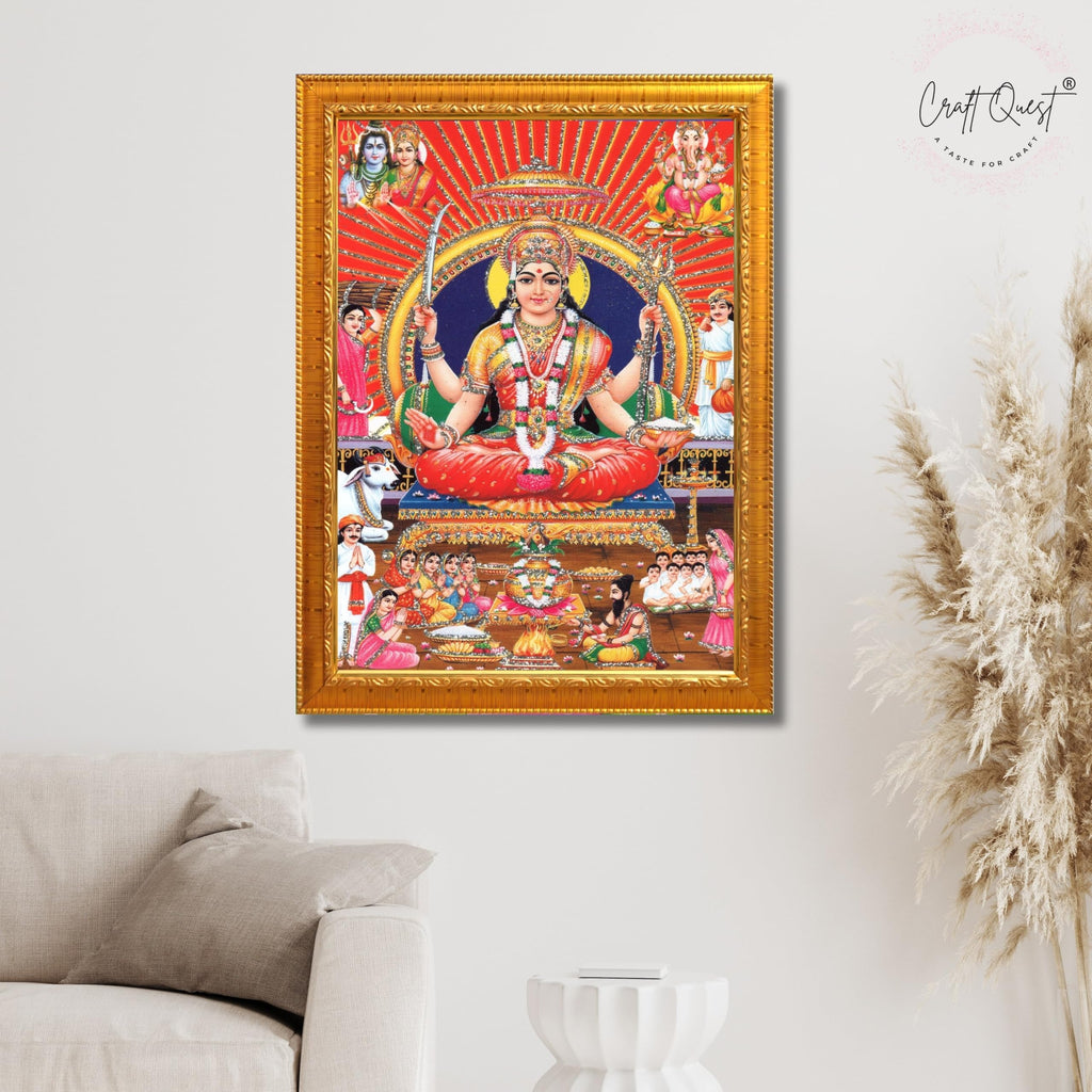 CRAFT QUEST Santoshi MataJi Color Photo Frame for Home Temple Pooja and Devotional Gift Item