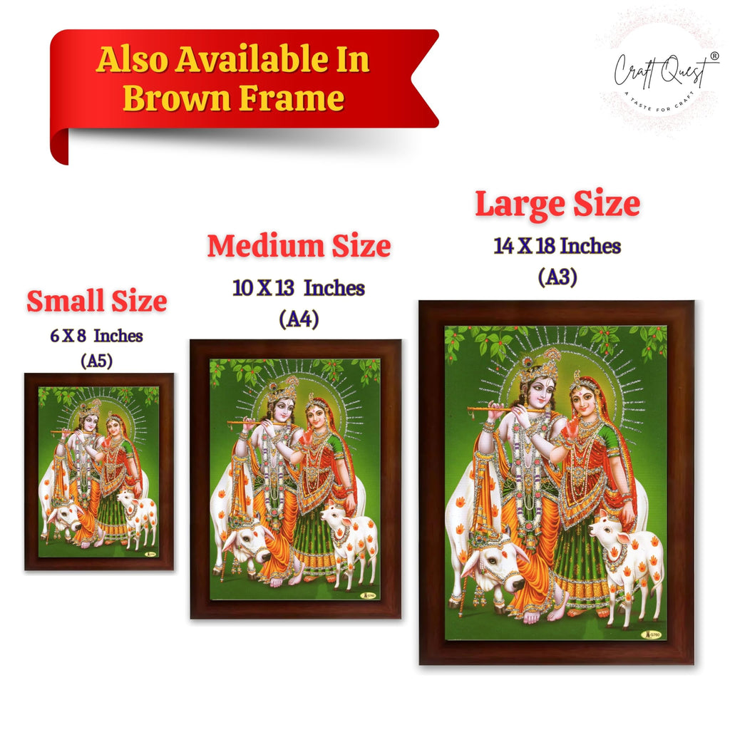 CRAFT QUEST Radha Krishna Flute Painting With Frame Wall Paintings for Living Room, Bedroom, Office Décor