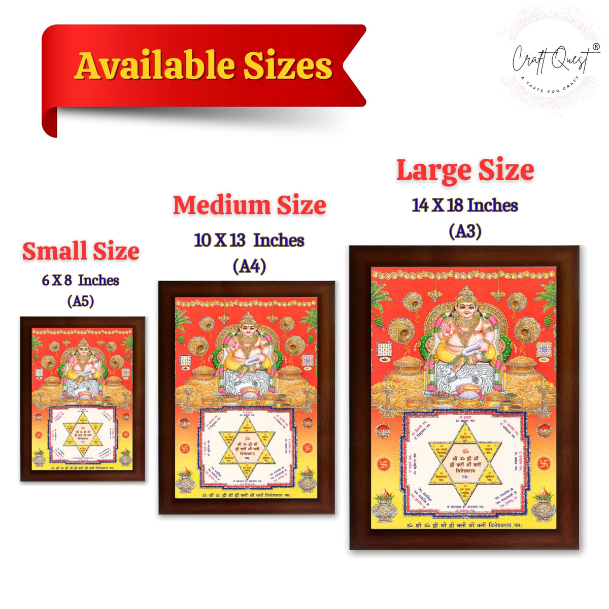 CRAFT QUEST Lord Kubera Swamy Bhagwan Kuber Kubera Wall Painting Framed Home Decor, Religious Photo Frame, Wall Decoration Item
