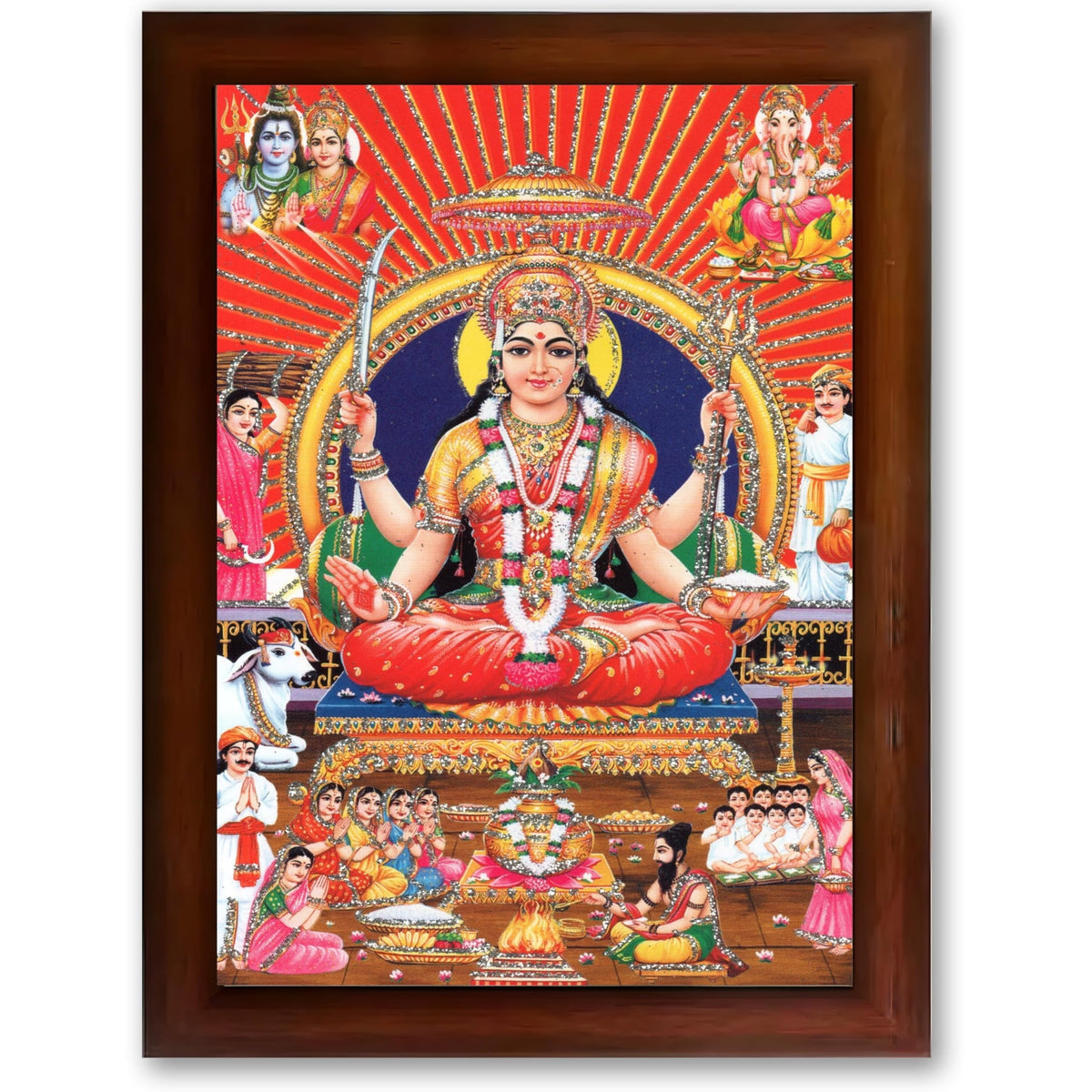 CRAFT QUEST Santoshi MataJi Color Photo Frame for Home Temple Pooja and Devotional Gift Item
