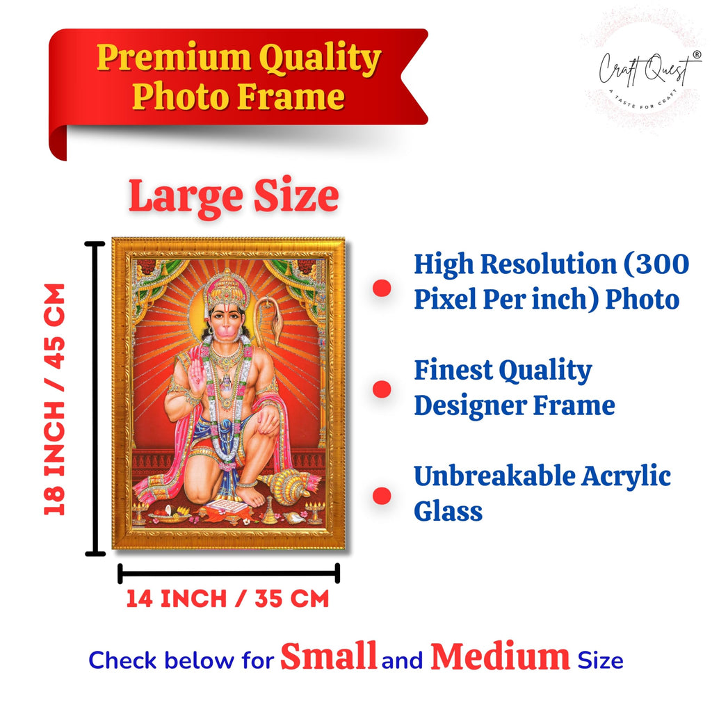 CRAFT QUEST Hanuman JI | Bajrangbali Religious Photo frame Home Decorative Item Synthetic frame