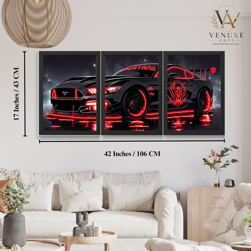 VENUXE ARTS Set Of 3 Big Sports Cars Framed Posters Gift Items for Boys Room Wall Decoration Bedroom Living Room Office Studio Décor | Car Poster Frame for Wall Décor