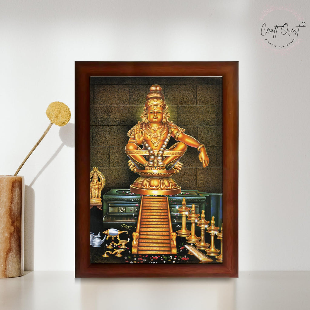 CRAFT QUEST Lord Ayyappa Swamy Ayyappan Iyyappan Photo Frame For Wall Painting,Temple, Pooja, Home Décor Items